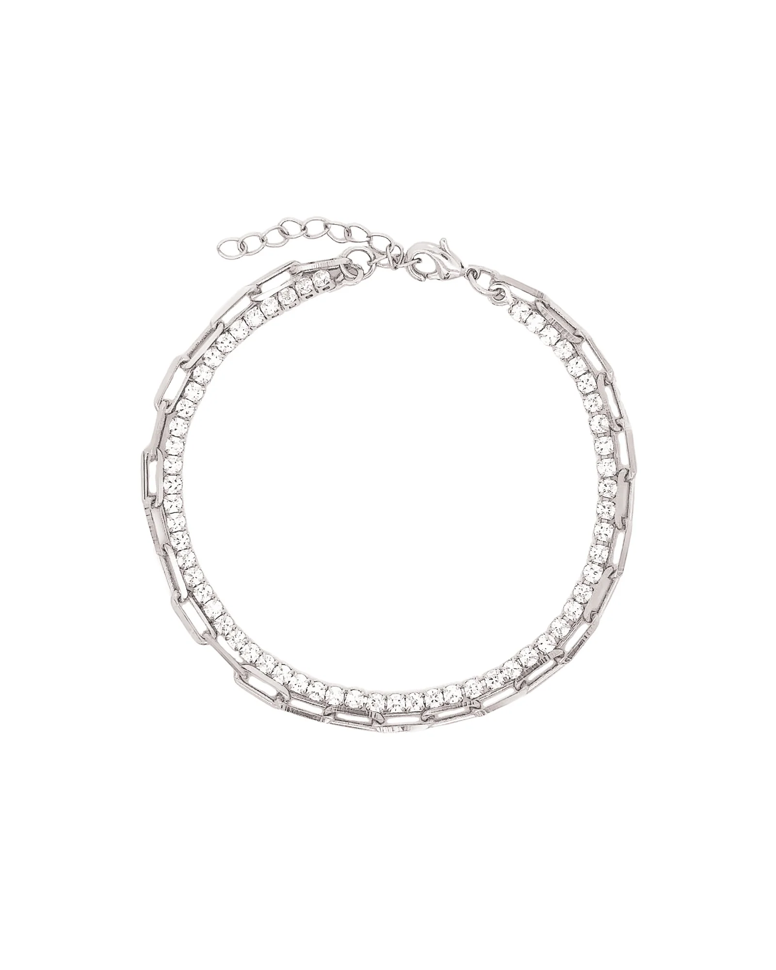 2 Row Paperclip CZ Bracelet