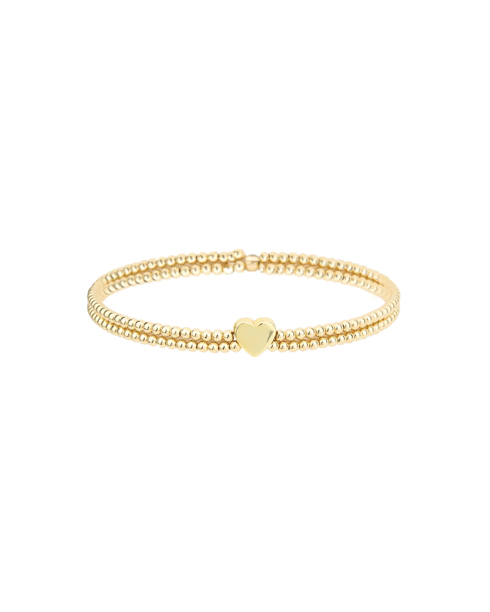 Beaded 2 Row Heart Bracelet | 2mm