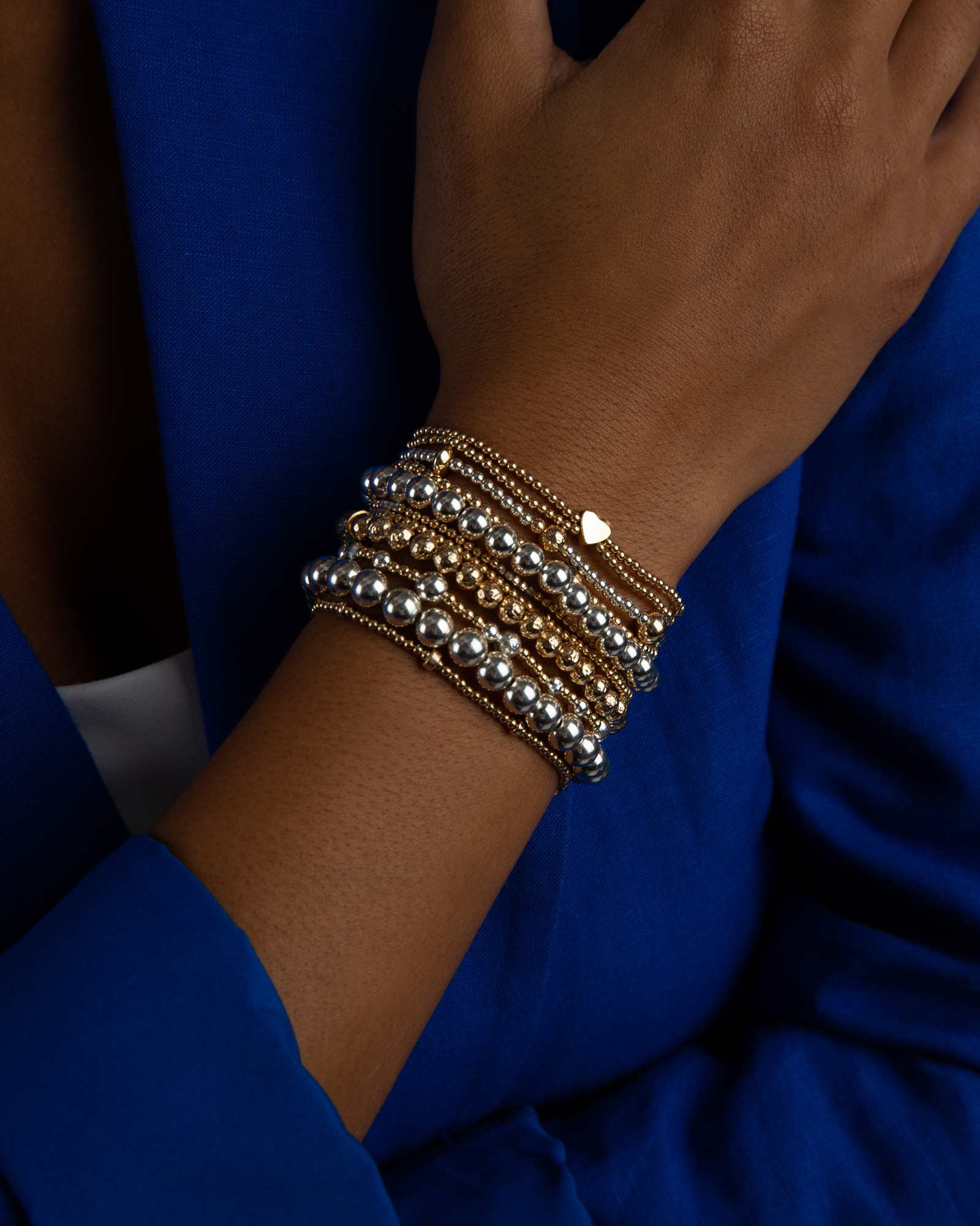 Beaded 2 Row Heart Bracelet | 2mm - Image 2
