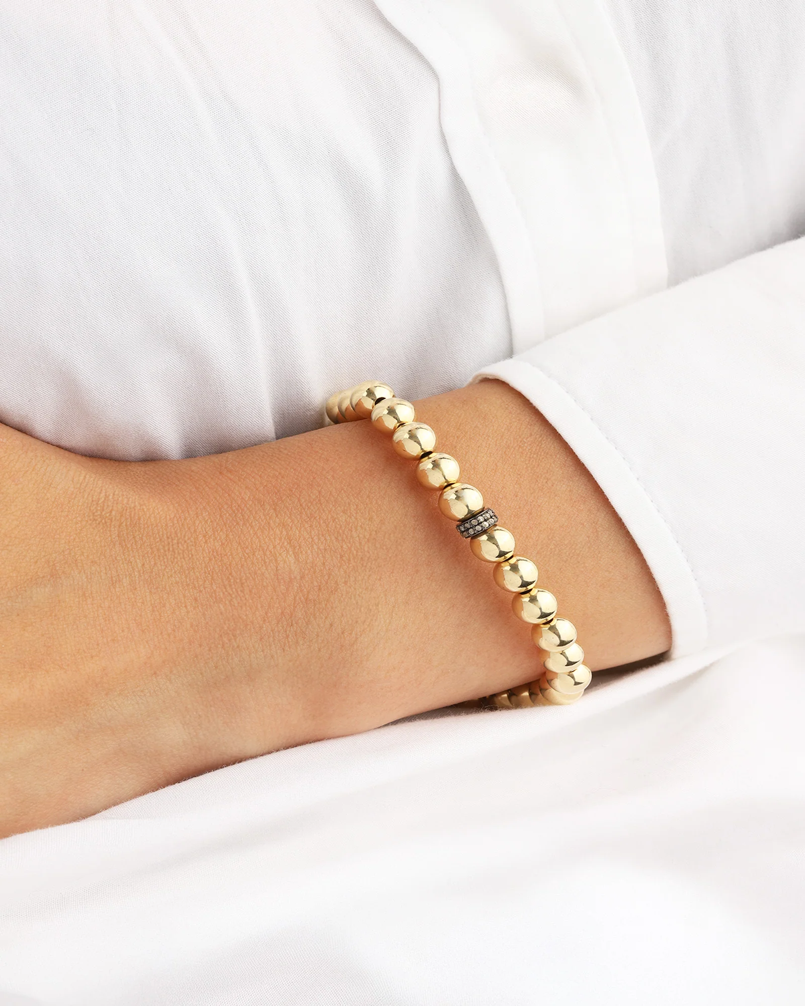 Beaded Diamond Rondelle Bracelet | 7mm - Image 2