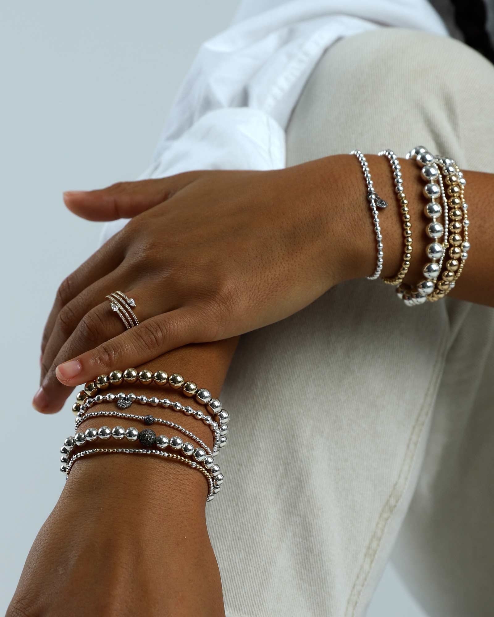 Beaded Stardust Ball Beaded Bracelet | 2mm - Image 2