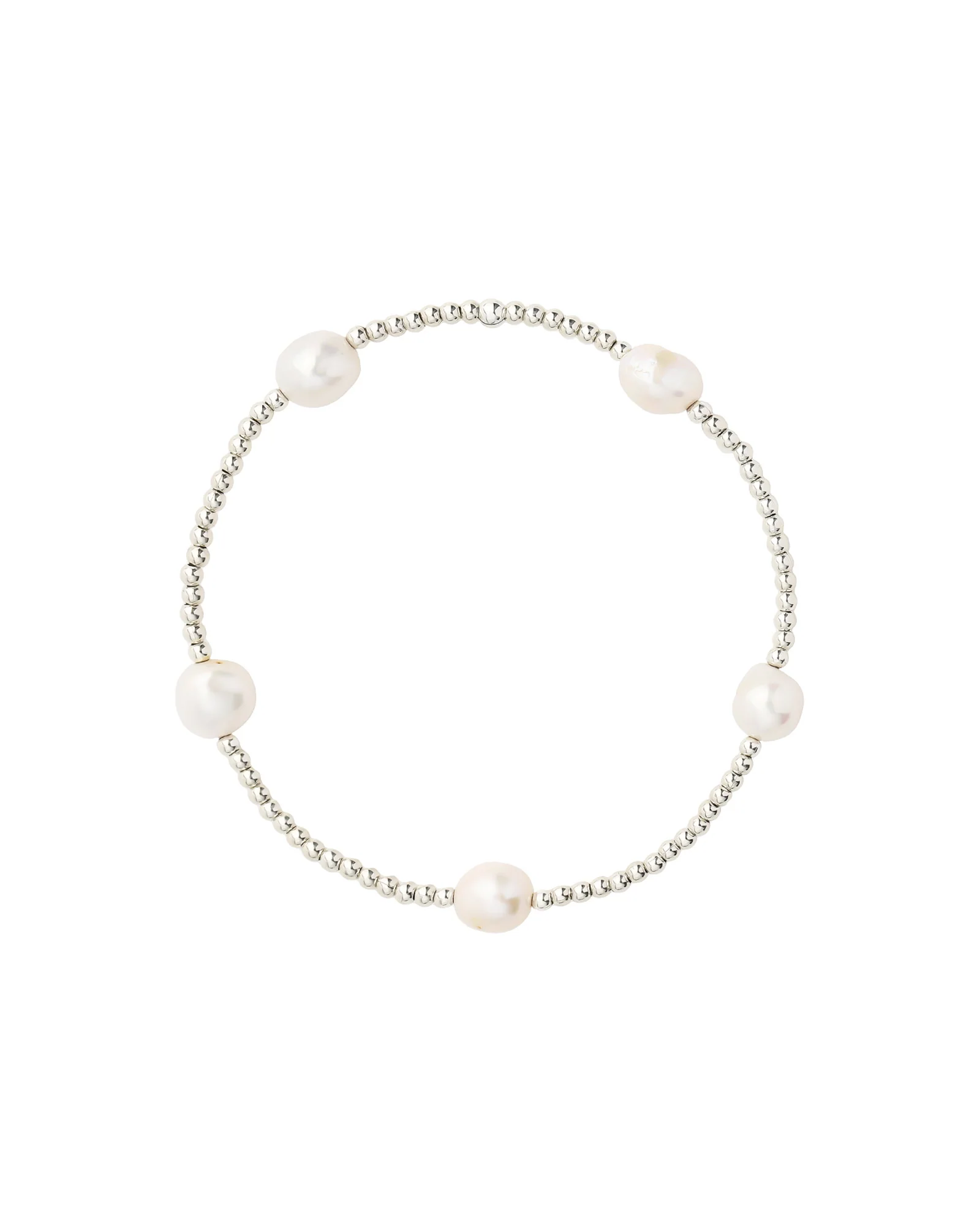 Beaded Station Pearl Bracelet | 2mm