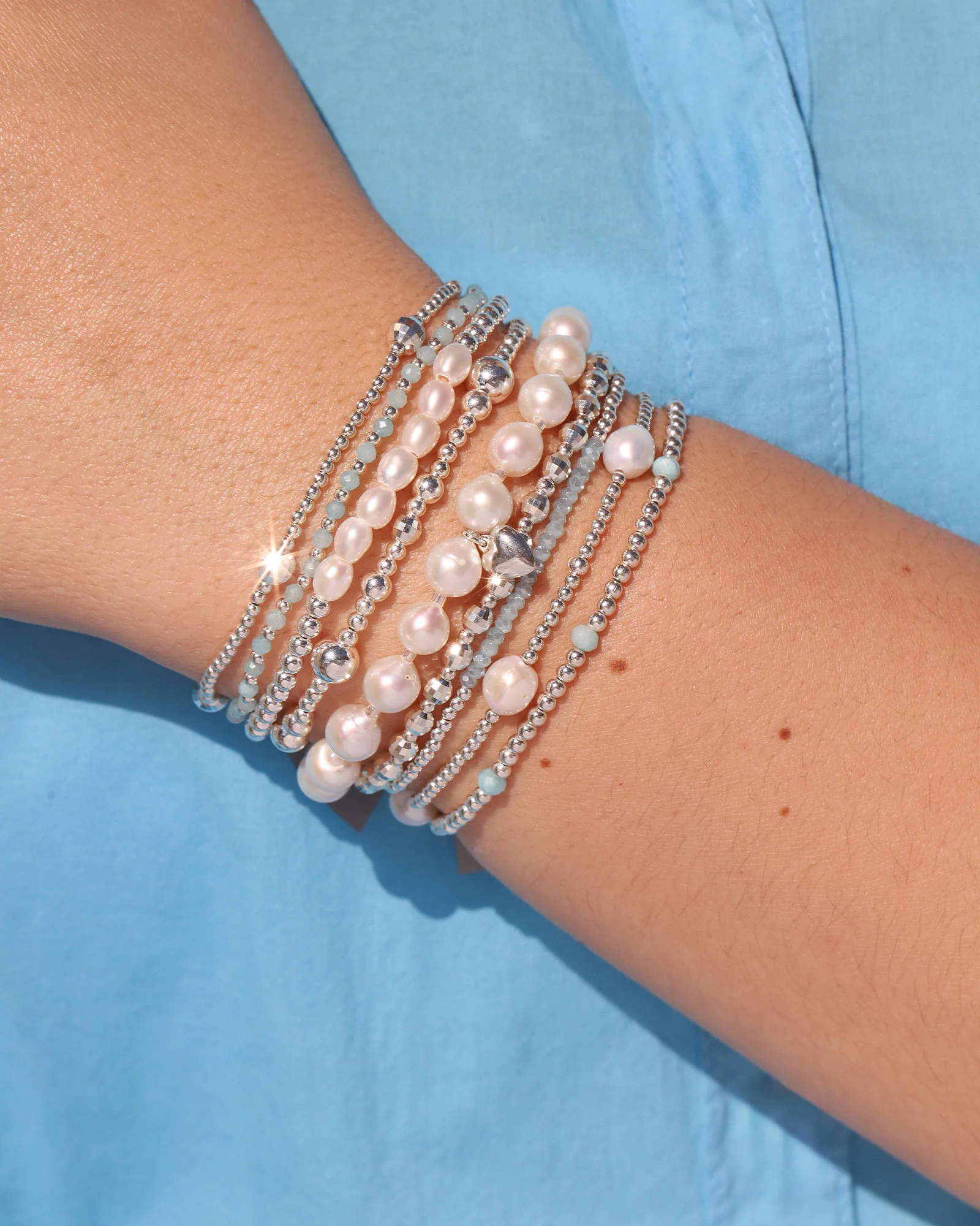 Beaded Station Pearl Bracelet | 2mm - Image 2