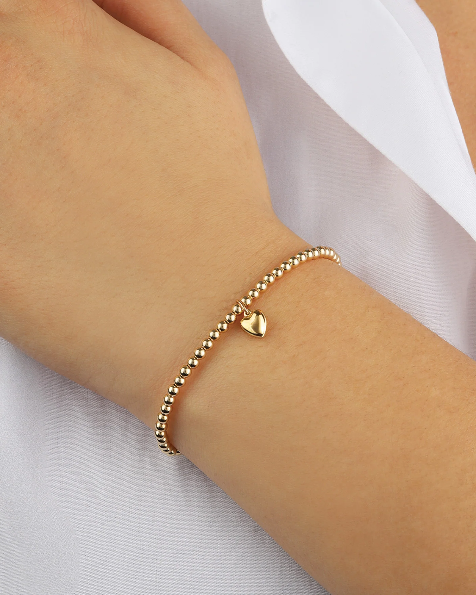Heart Drop Beaded Bracelet | 3mm - Image 2