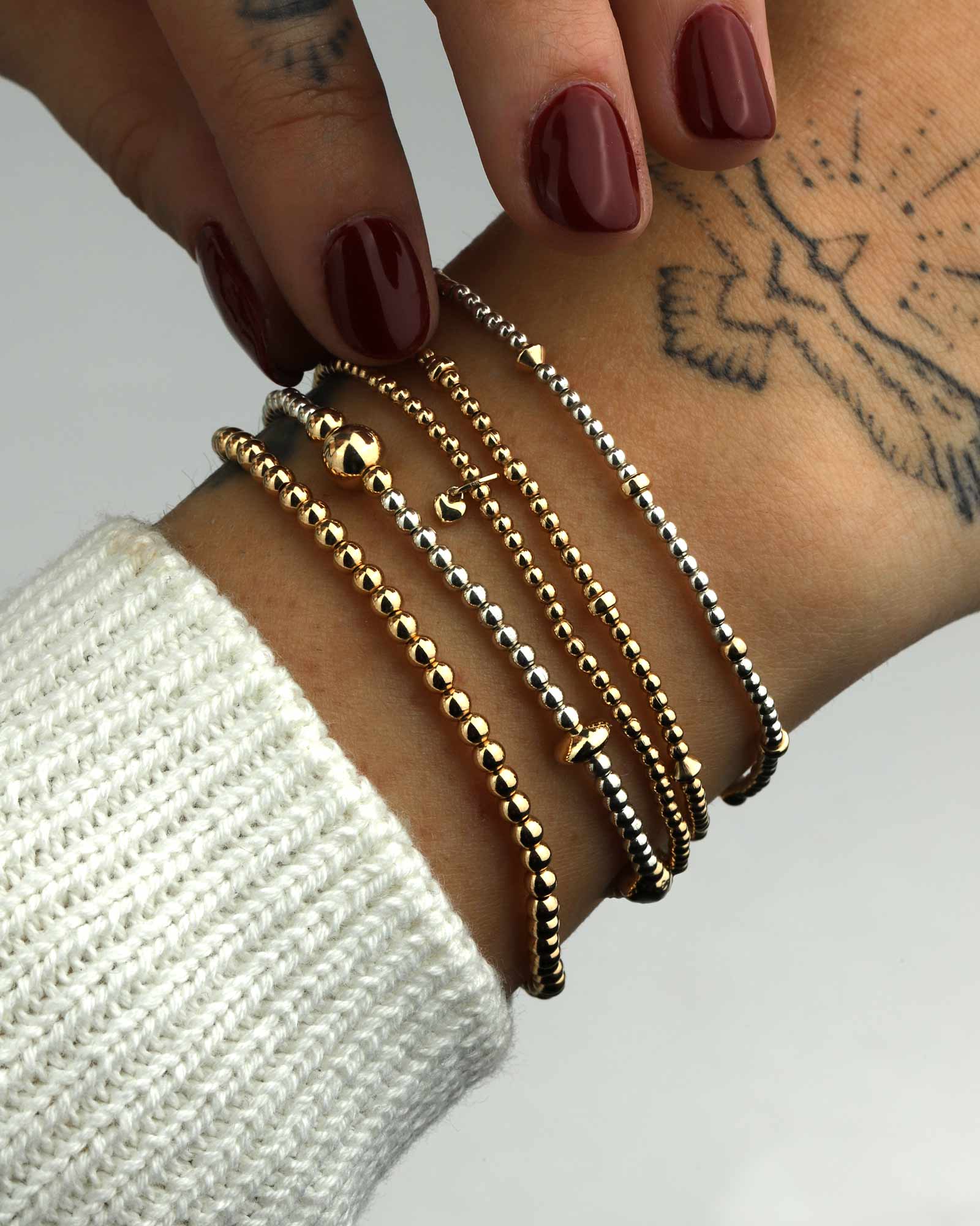 Two Tone Mix Beaded Bracelet | 2mm - Image 3