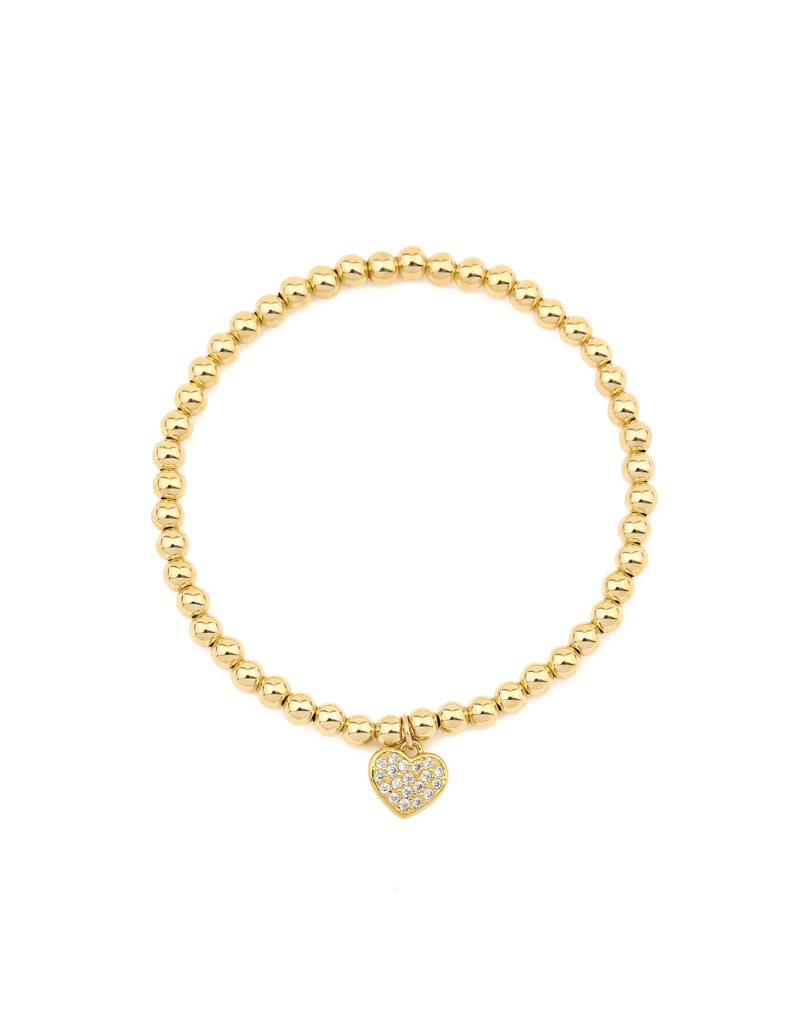Pavé Heart Beaded Bracelet | 4mm