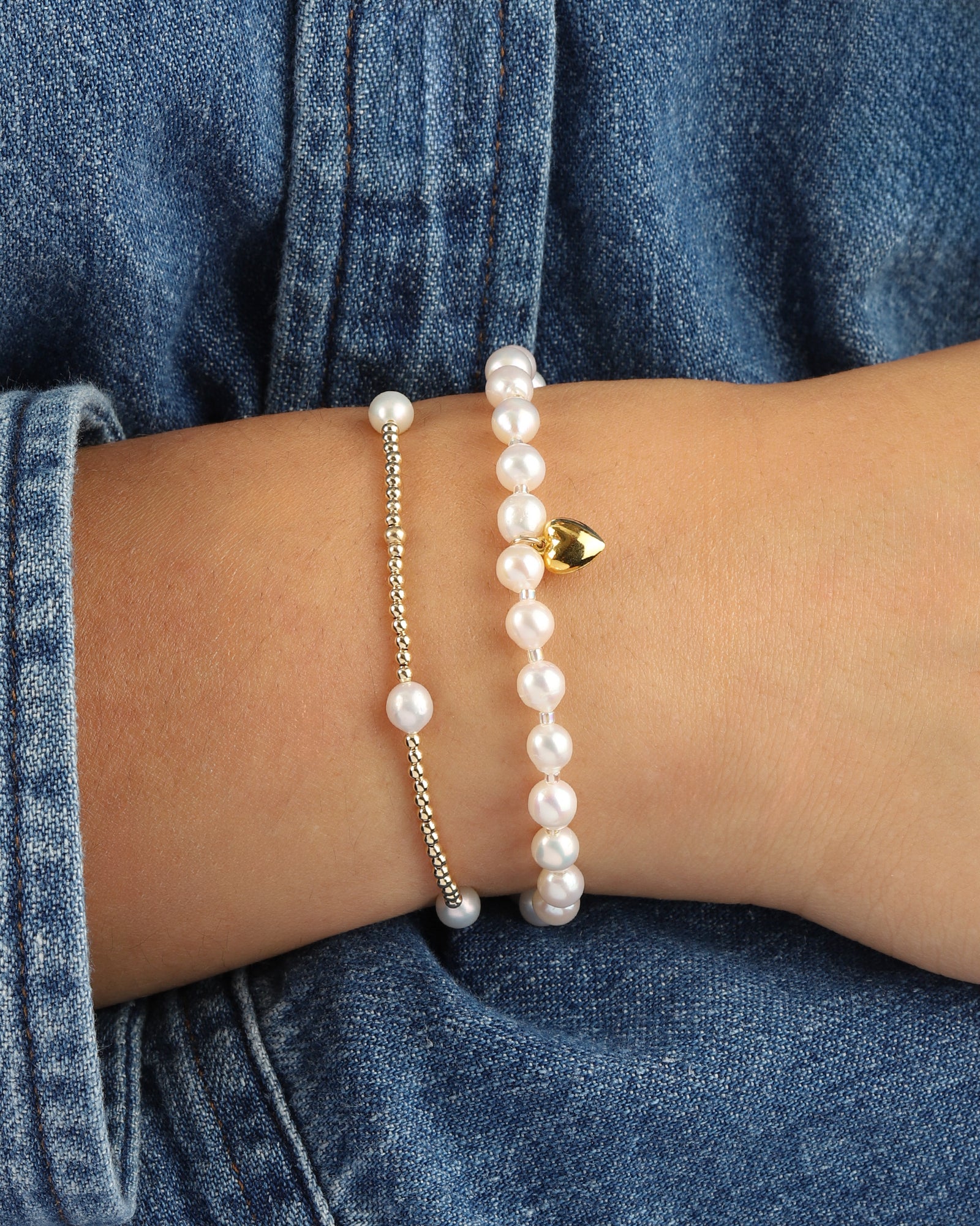 Pearl Miyuki Heart Drop Bracelet | 5mm - Image 2