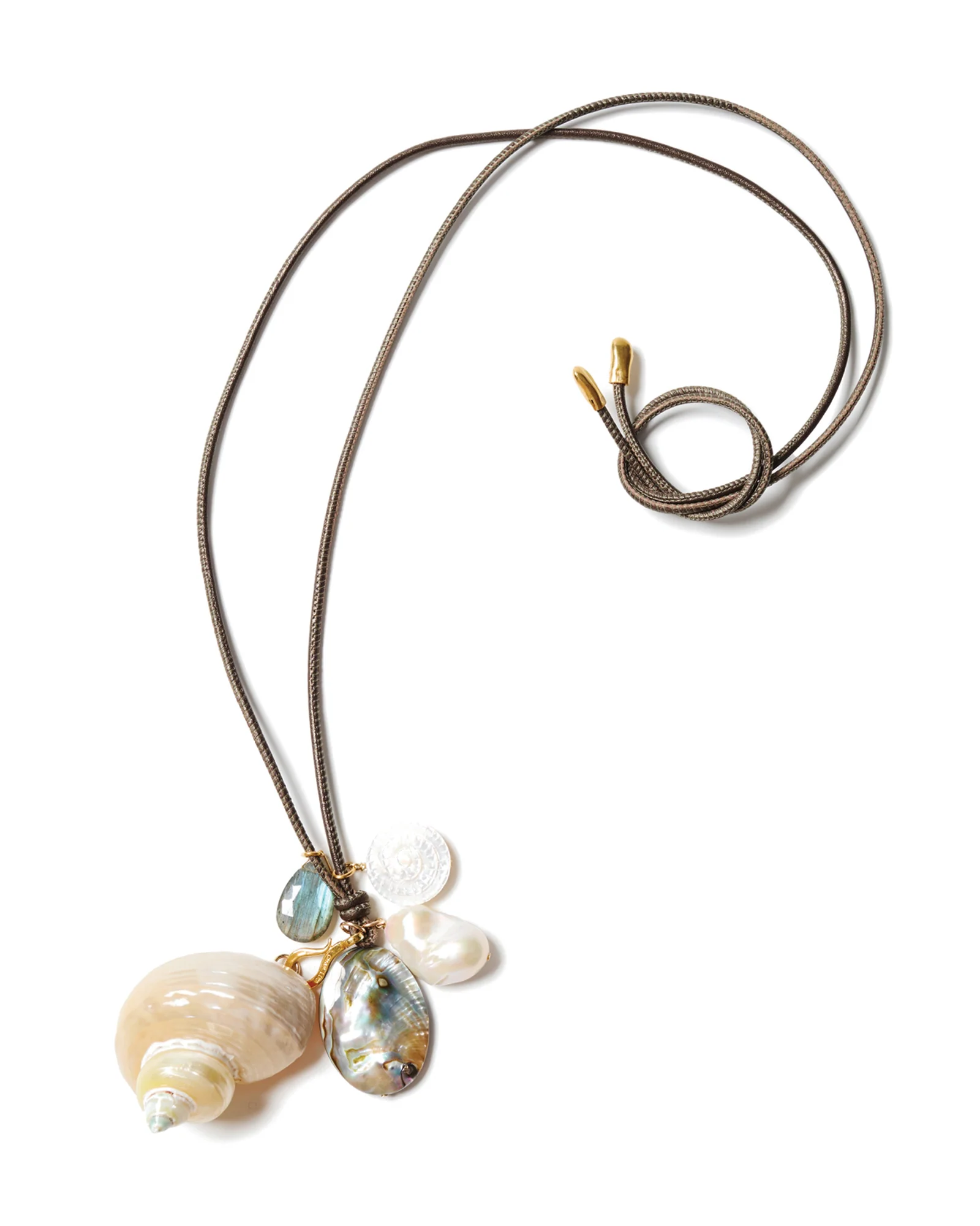 Golden Turbo Shell Cord Necklace - Image 2