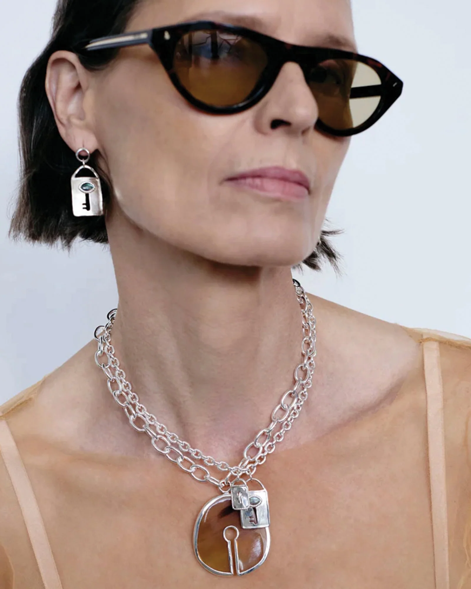 Double Lock Charm Necklace - Image 2