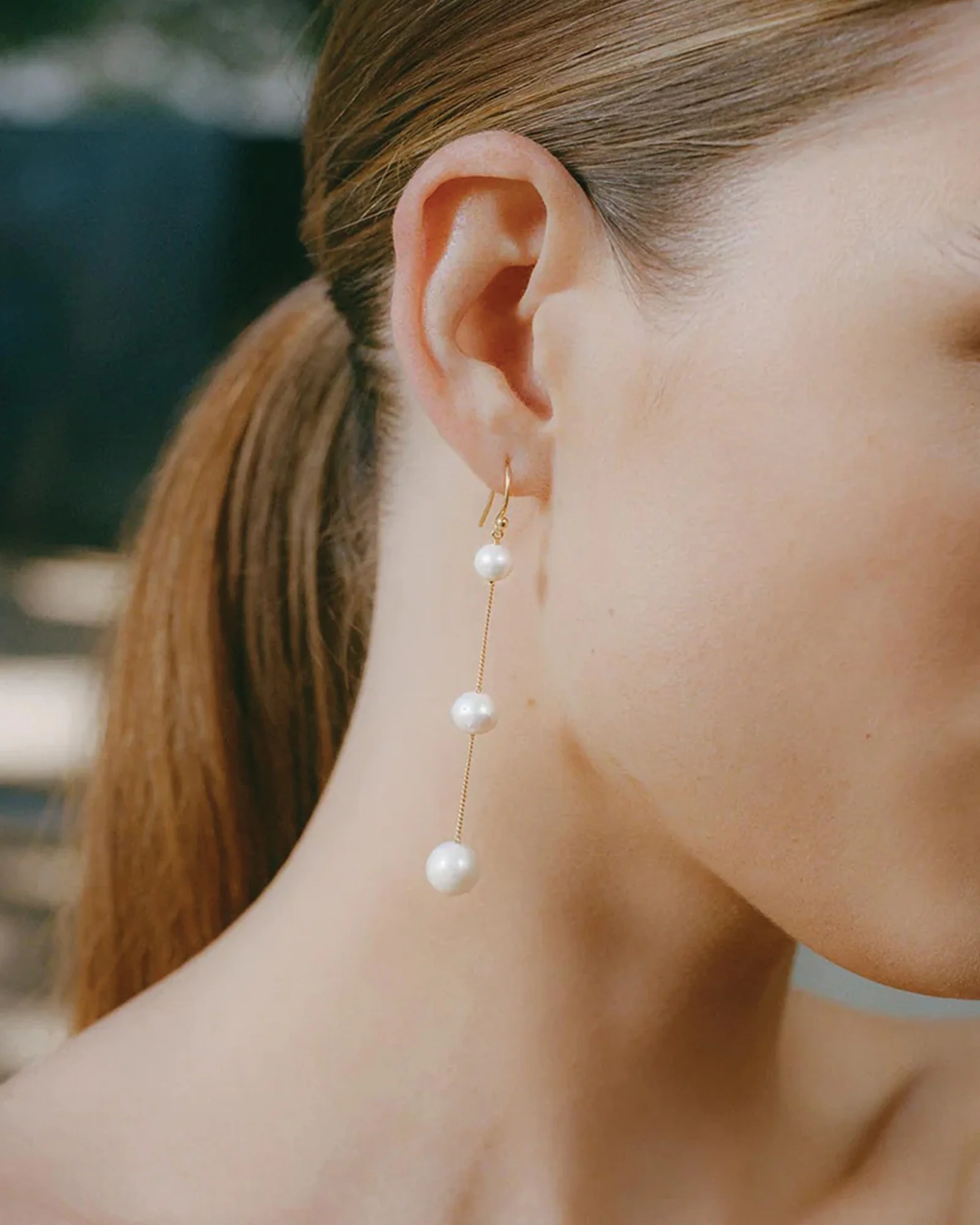 Tiered Floating Pearl Earrings - Image 2