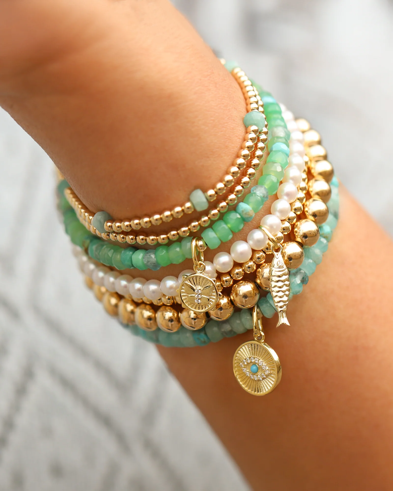 Evil Eye Charm Beaded Bracelet - Image 2