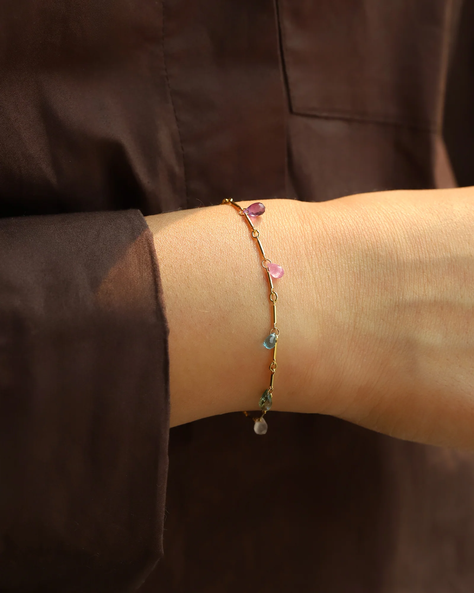 7 Teardrop Stone Bar Bracelet - Image 2