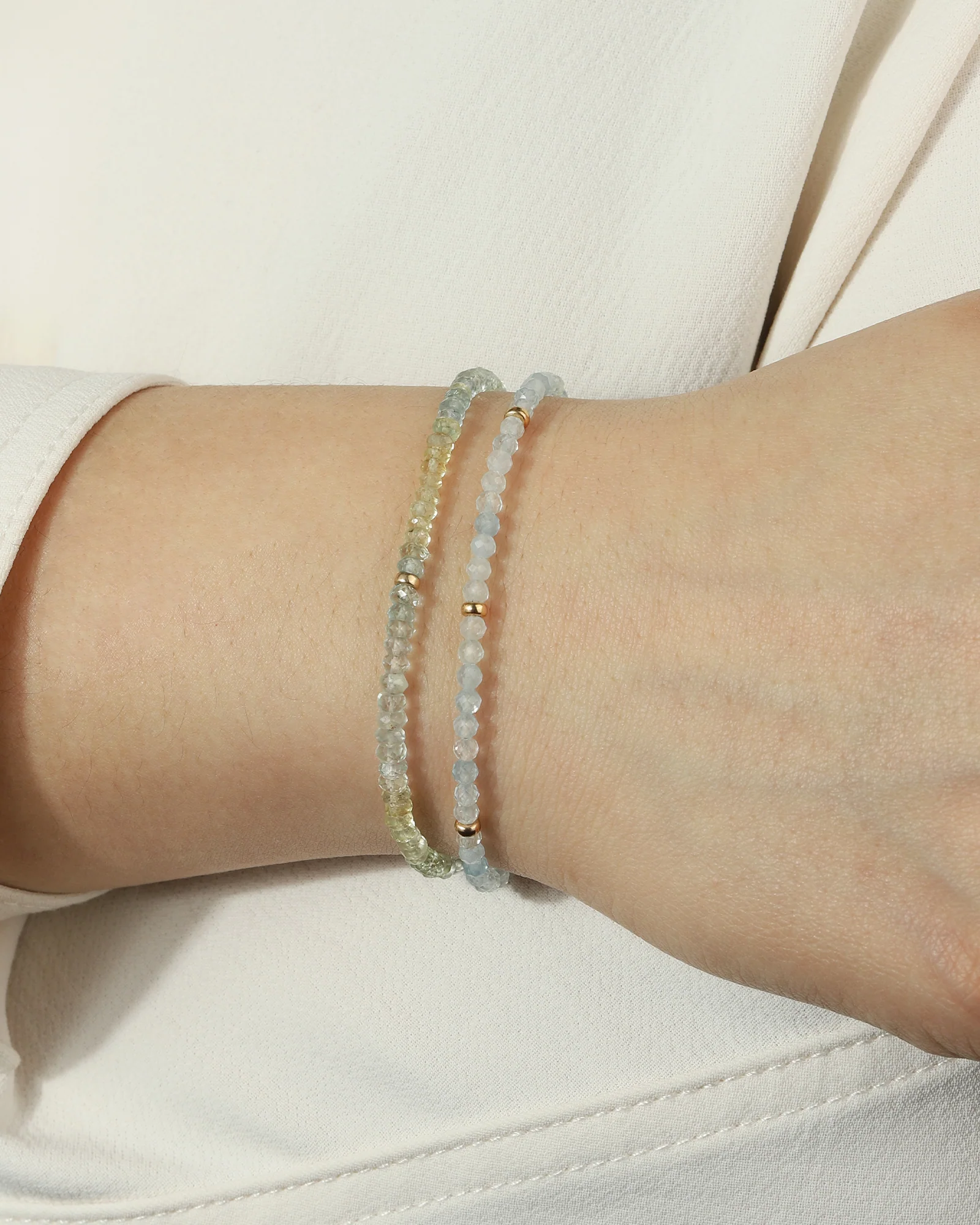 Aquamarine Beaded Bracelet | 3mm - Image 3
