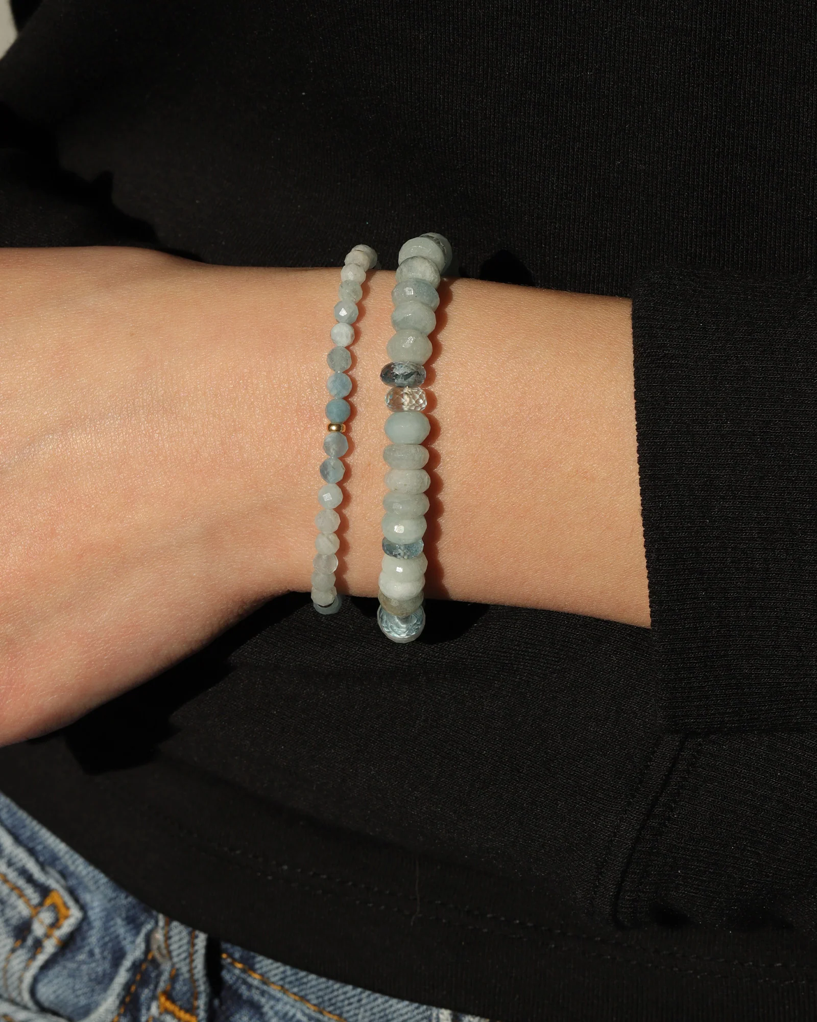 Aquamarine Beaded Bracelet | 4mm - Image 2