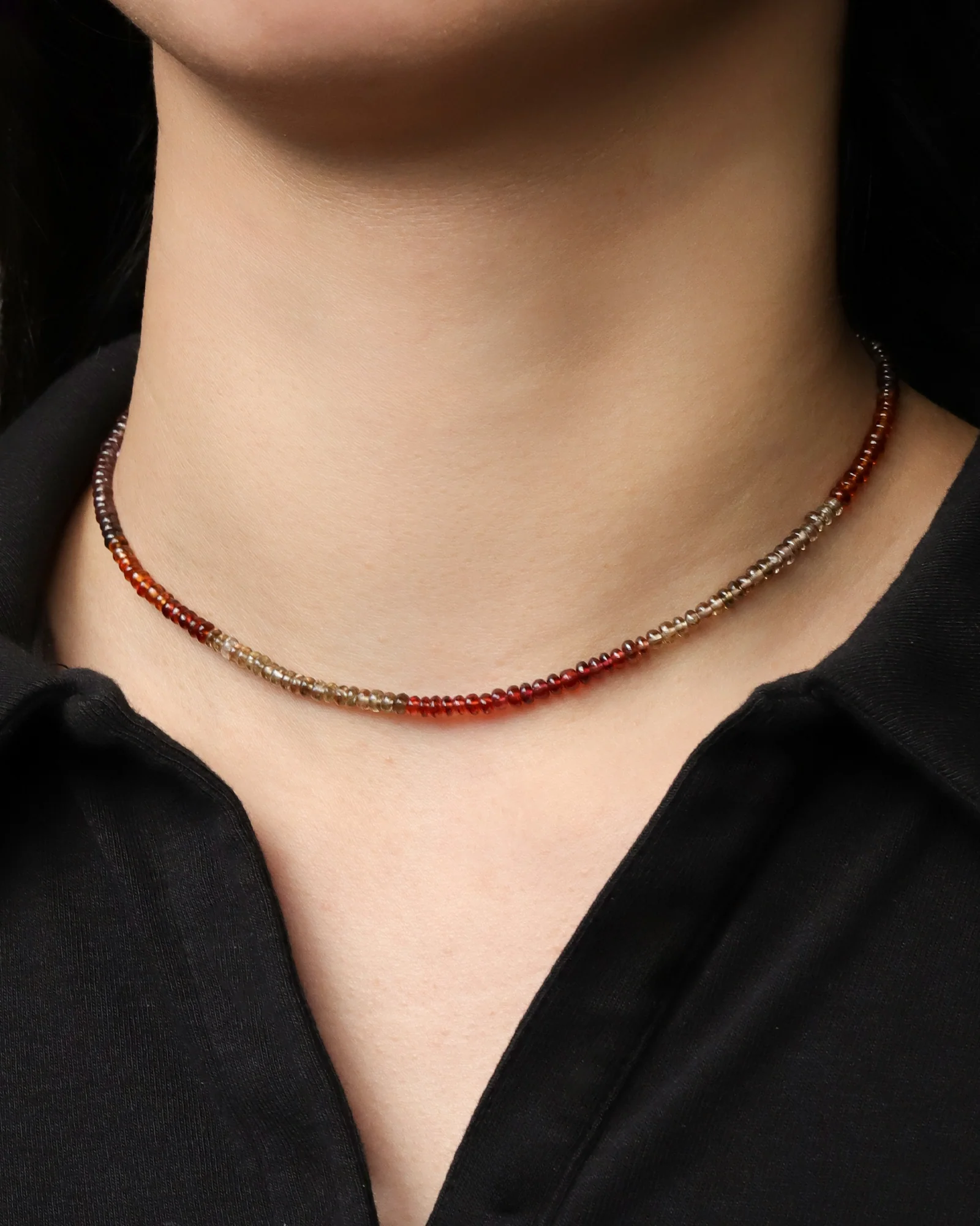 Autumn Mix Beaded Gemstone Necklace | 3mm - Image 2