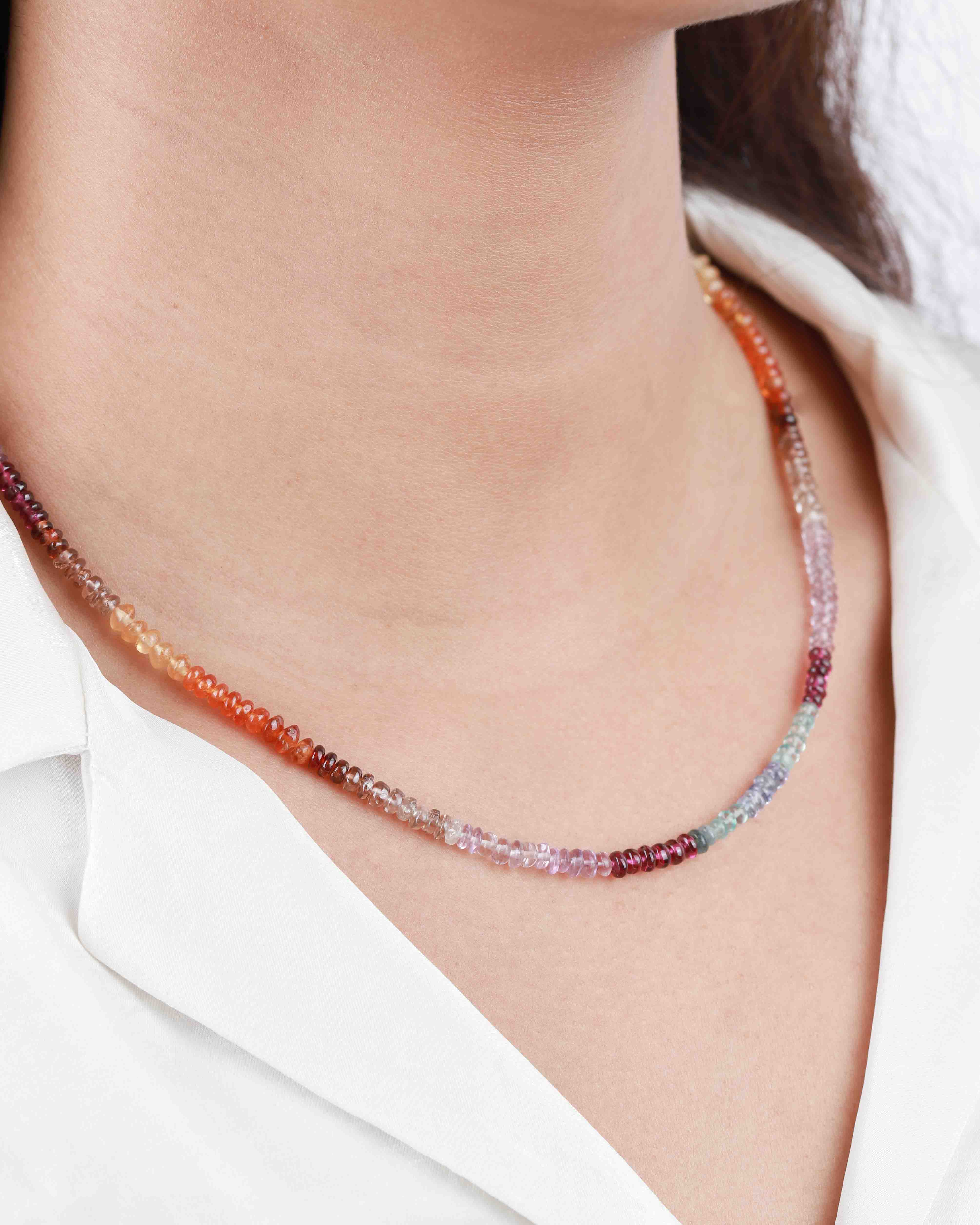 Autumn Mix Beaded Stone Necklace | 4mm - Image 2