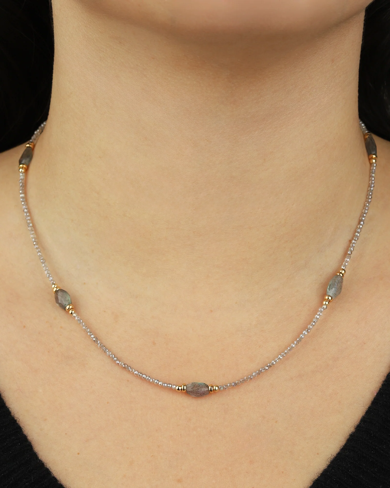 Beaded Labradorite Station Necklace - Image 4