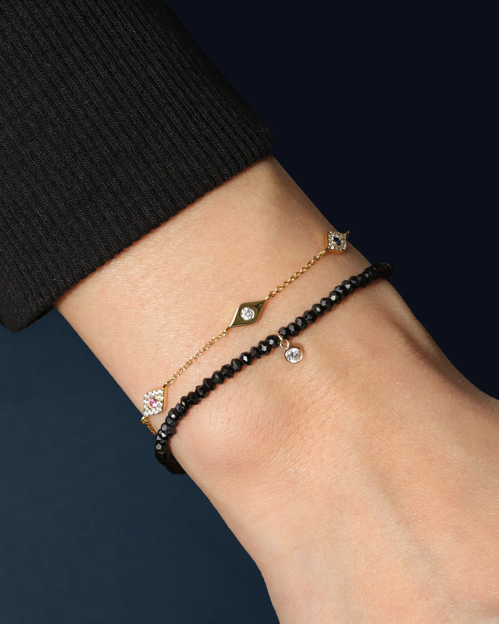 Black Spinel CZ Drop Bracelet | 3mm - Image 2