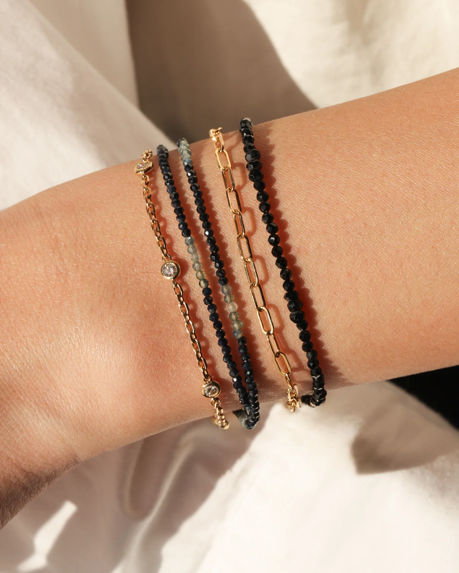 Black Tourmaline Beaded Bracelet | 2.5-3mm - Image 2