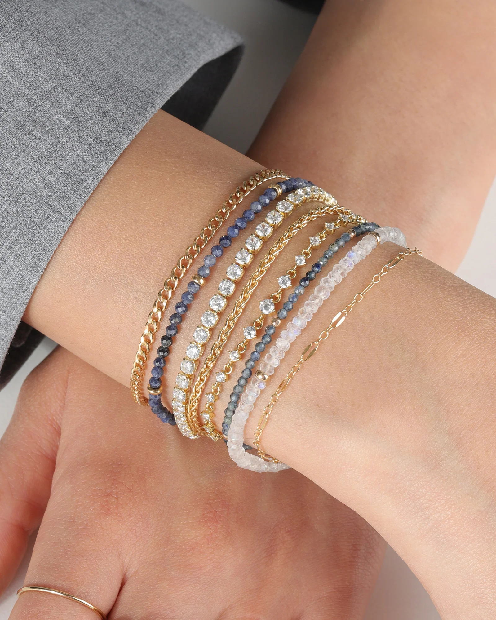 Blue Sapphire Beaded Bracelet | 2.5mm - Image 2