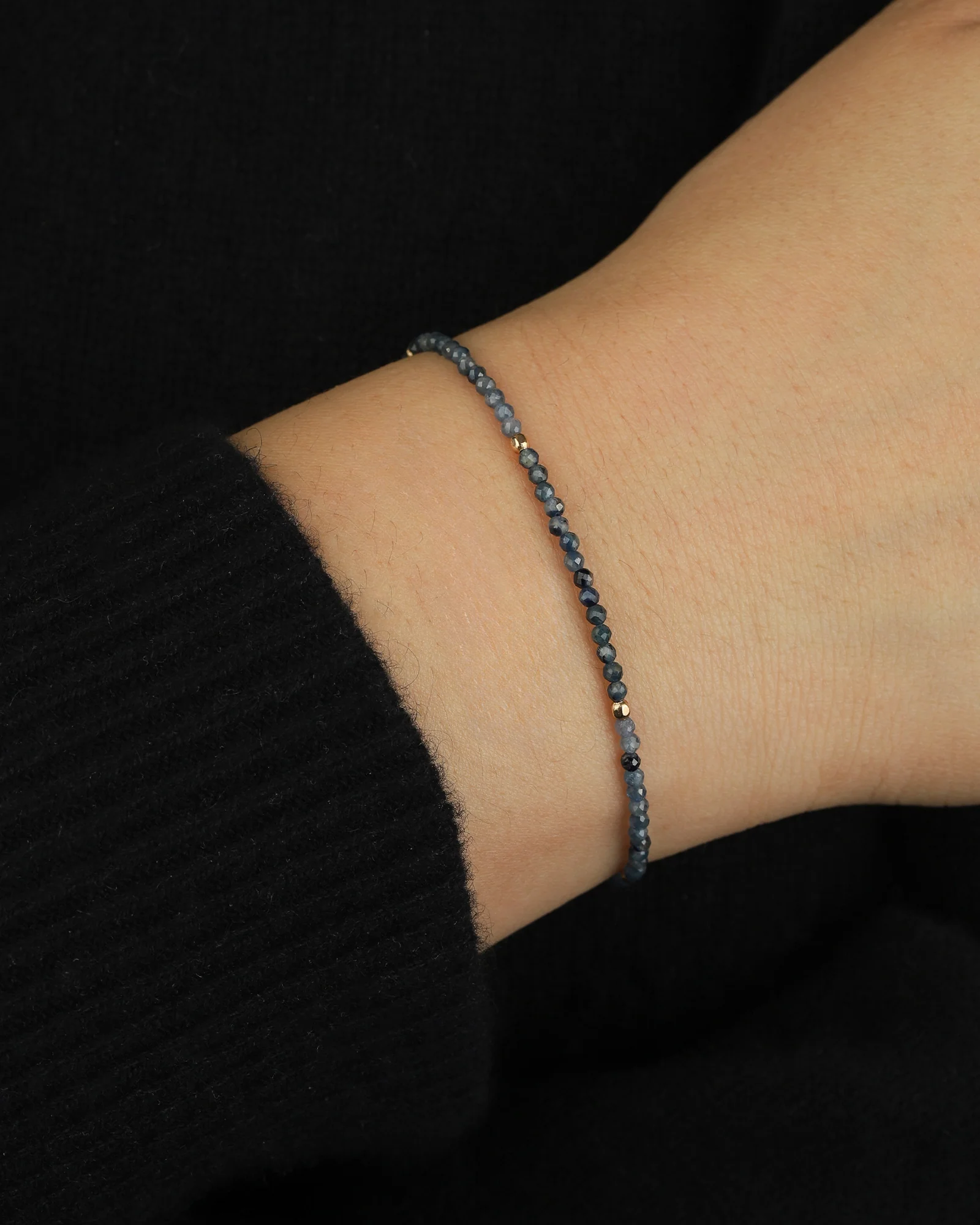 Blue Sapphire Beaded Bracelet | 2.5mm - Image 4