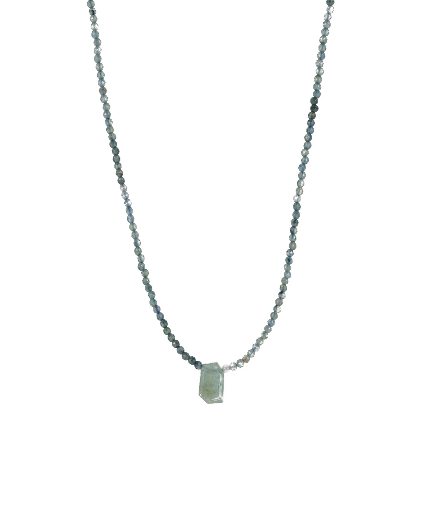 Blue Sapphire & Kyanite Beaded Slice Necklace