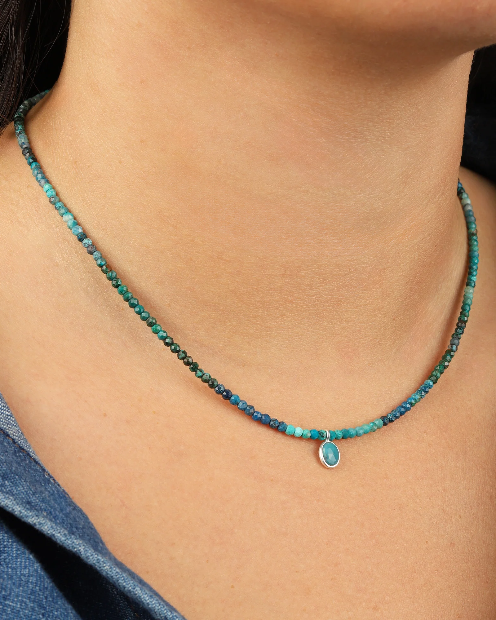 Chrysocolla & Turquoise Charm Beaded Necklace - Image 3