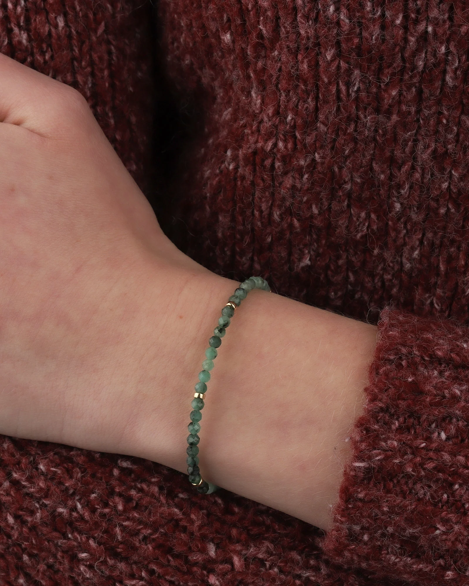 Emerald Four Rondelle Bracelet | 3mm - Image 3