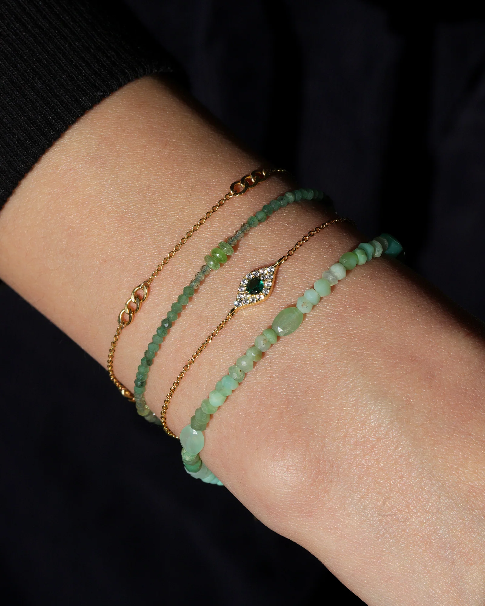 Green Mix Stone Bracelet | 2mm - 4mm - Image 2