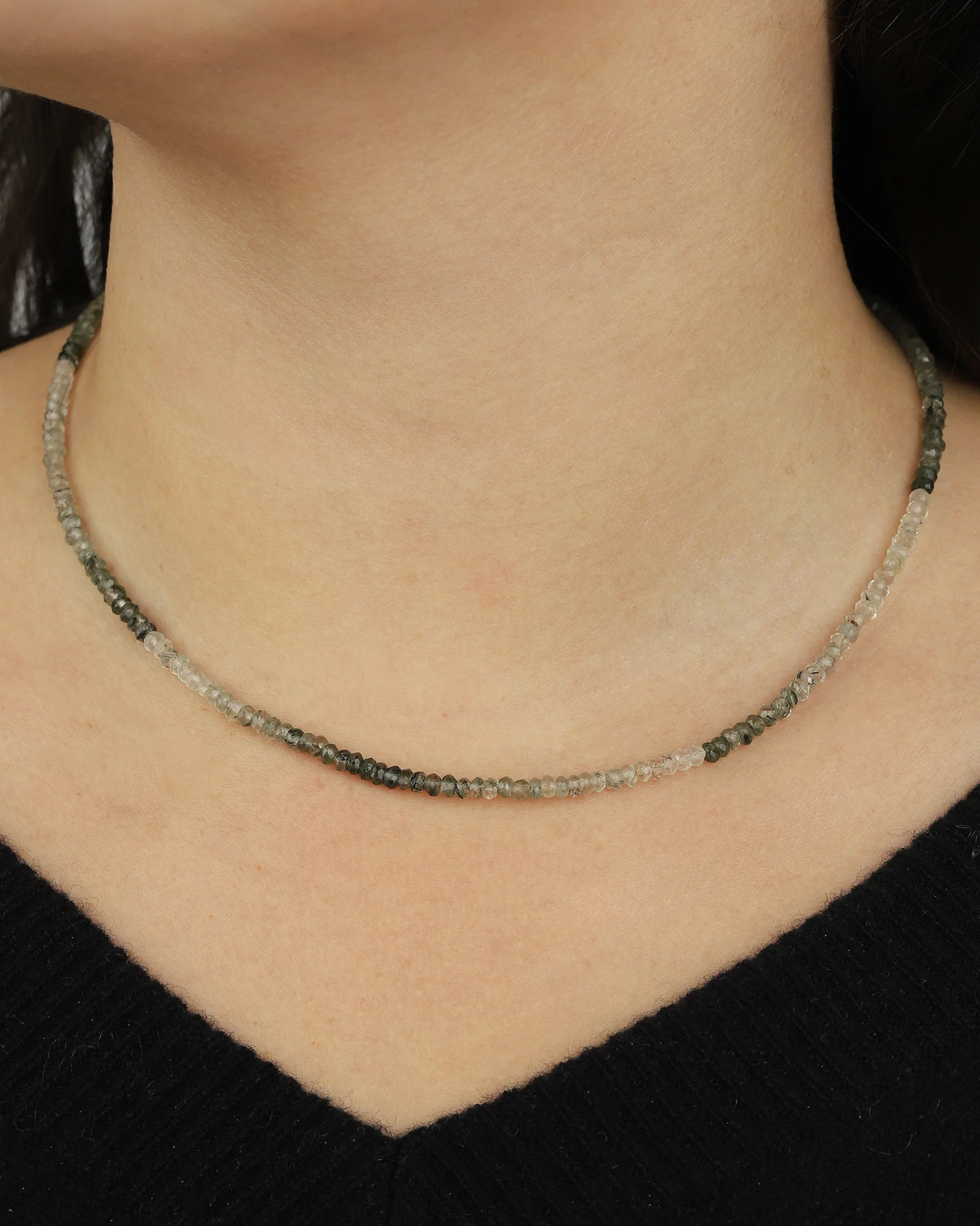 Green Quartz Beaded Necklace | 3.5mm - Image 3
