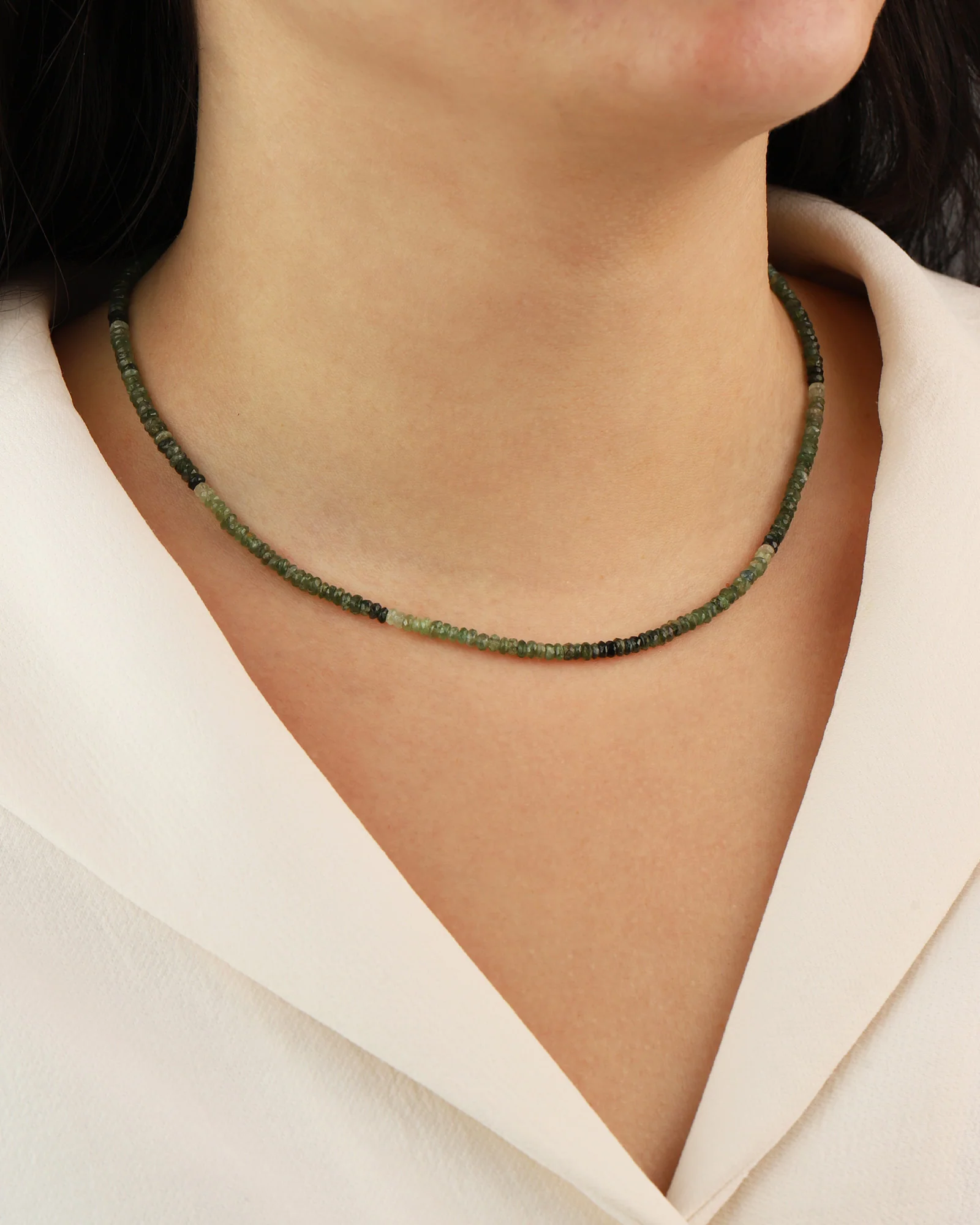 Green Tourmaline Mix Beaded Necklace | 4mm - Image 2