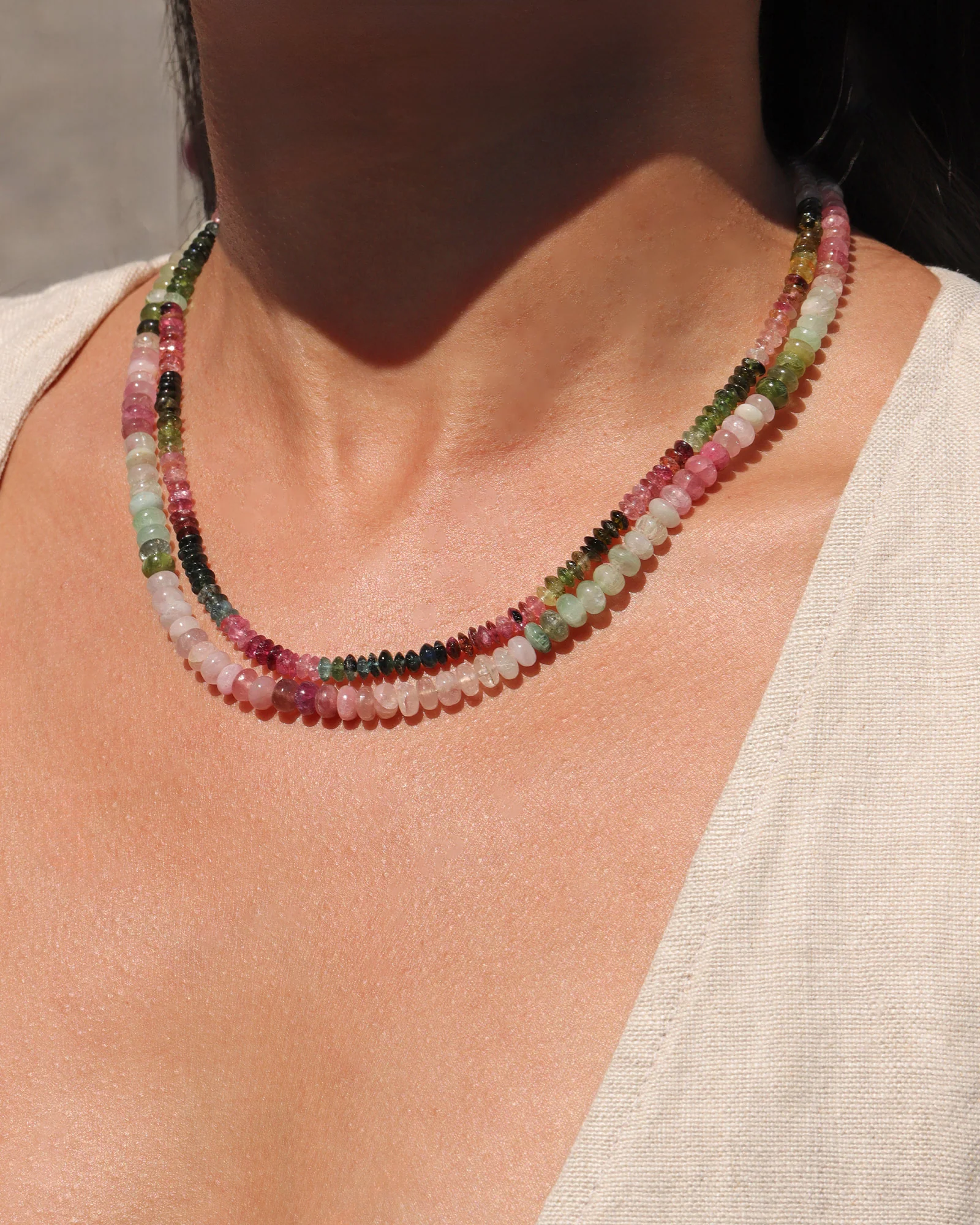 Mix Tourmaline Beaded Necklace | 6mm - Image 2