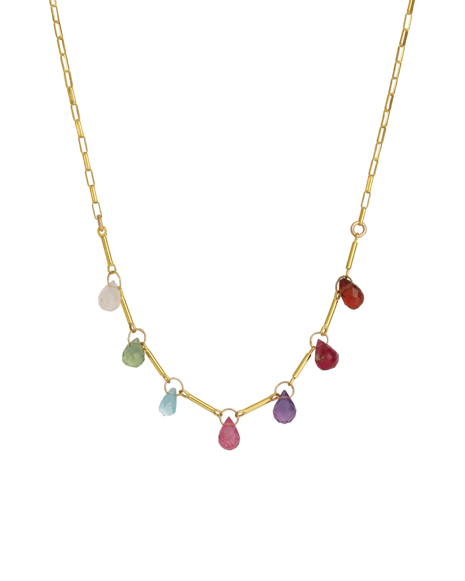 Mixed Teardrop Stone Chain Necklace