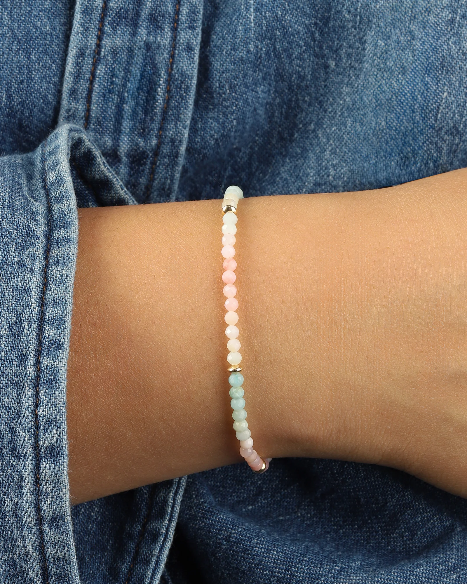 Mix Stone Three Saucer Bracelet | 4mm - Image 3
