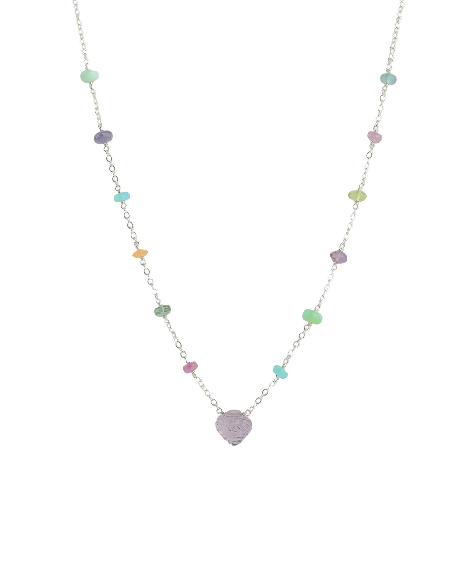 Stone Station Heart Necklace