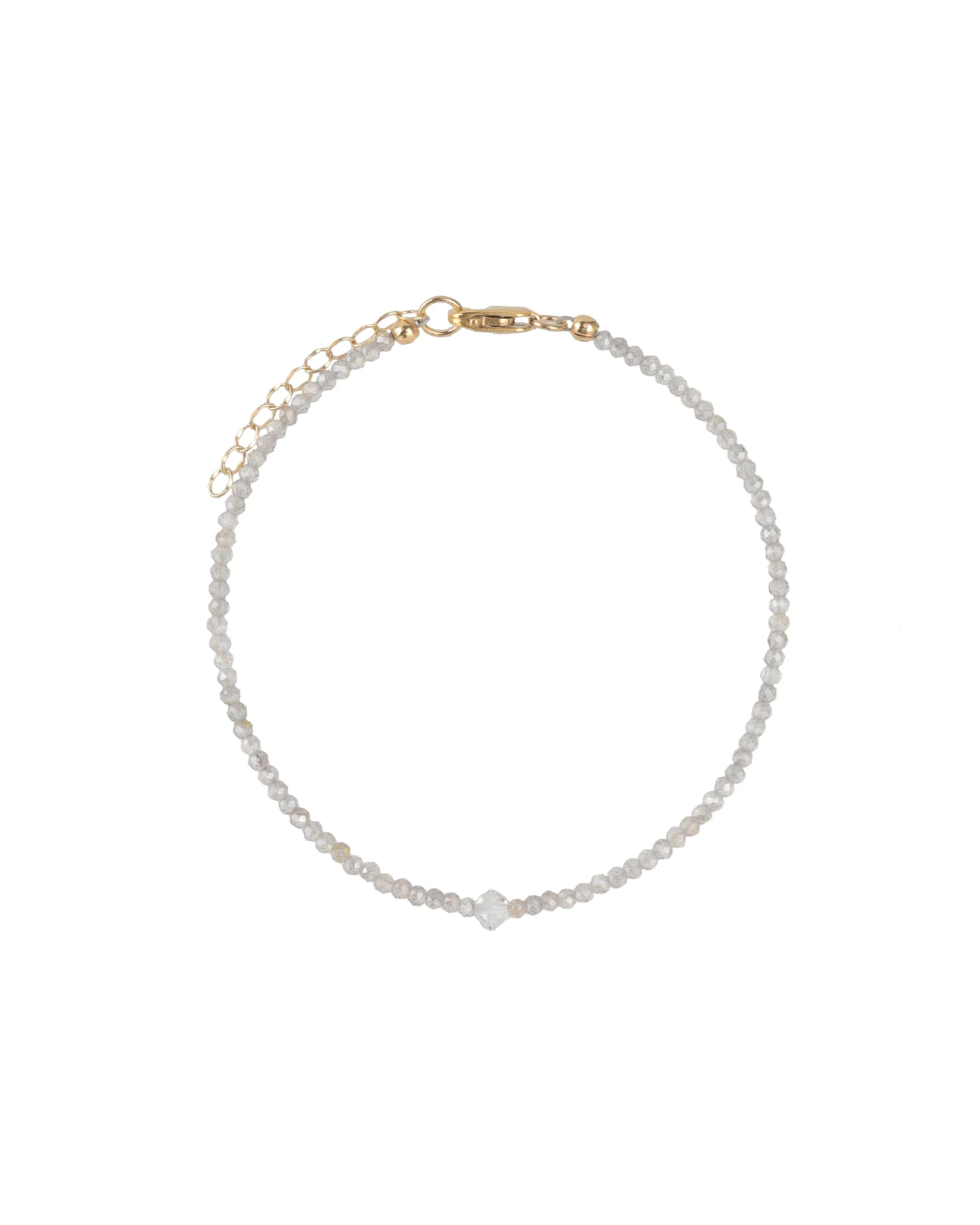 Mystic Labradorite & Herkimer Diamond Bracelet | 2mm