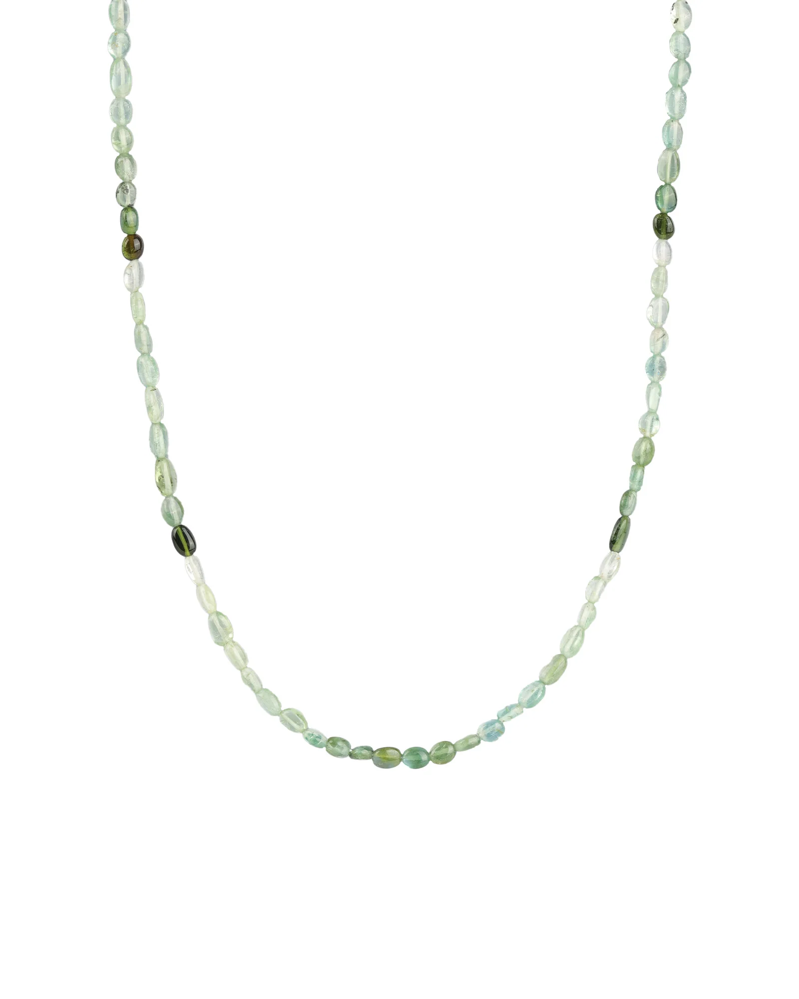 Oval Green Tourmaline Beaded Necklace