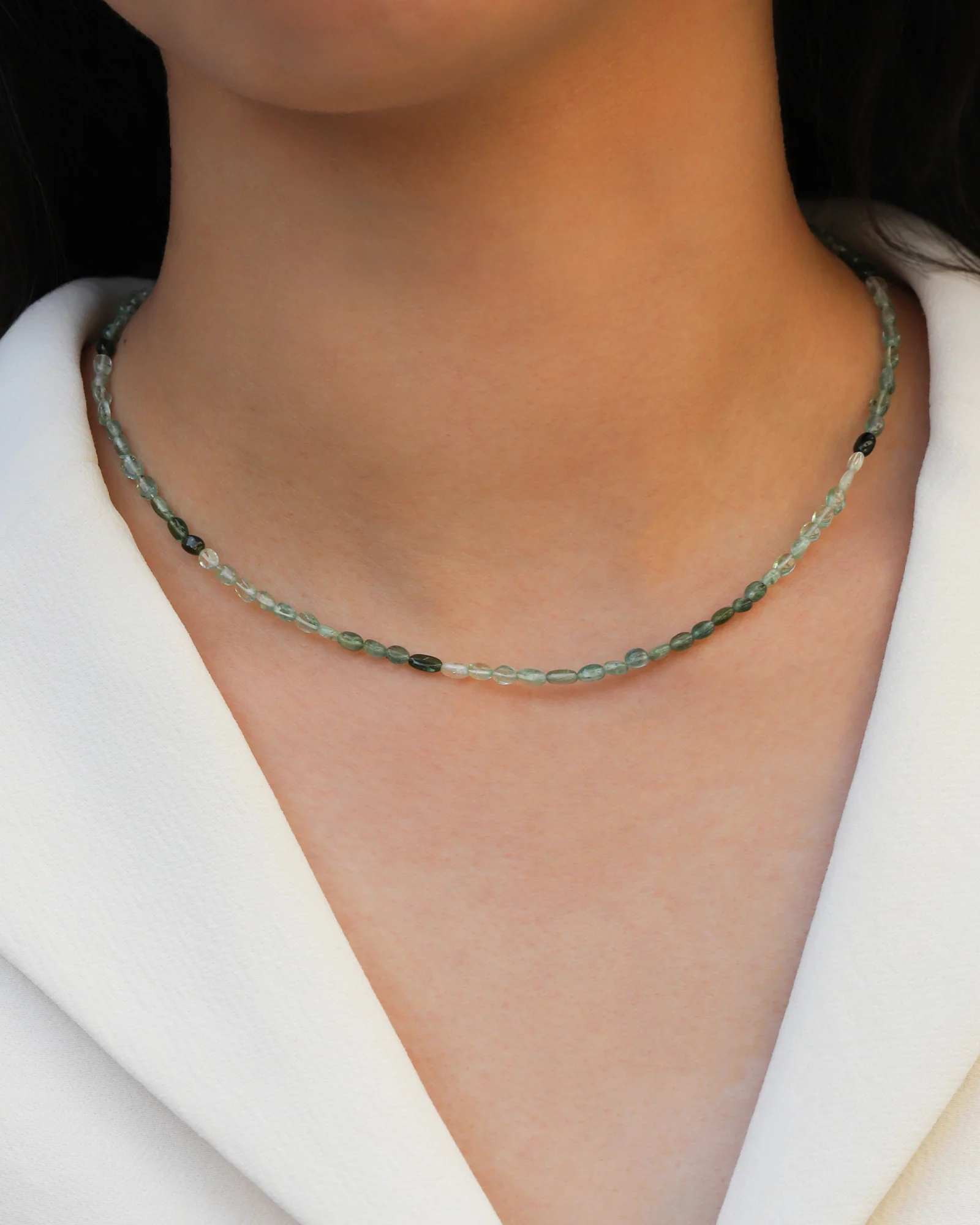 Oval Green Tourmaline Beaded Necklace - Image 2