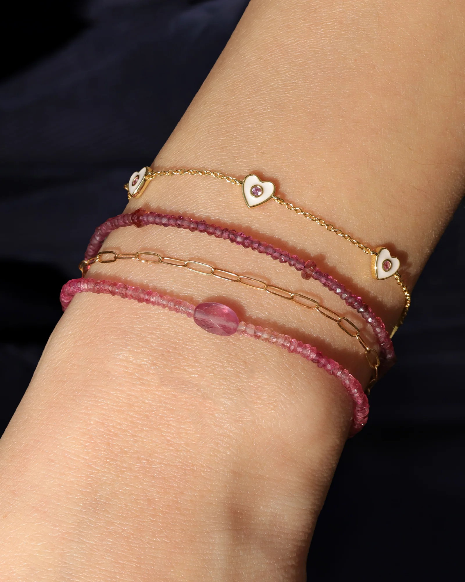 Single Oval Pink Mix Bracelet | 2.5mm - Image 2