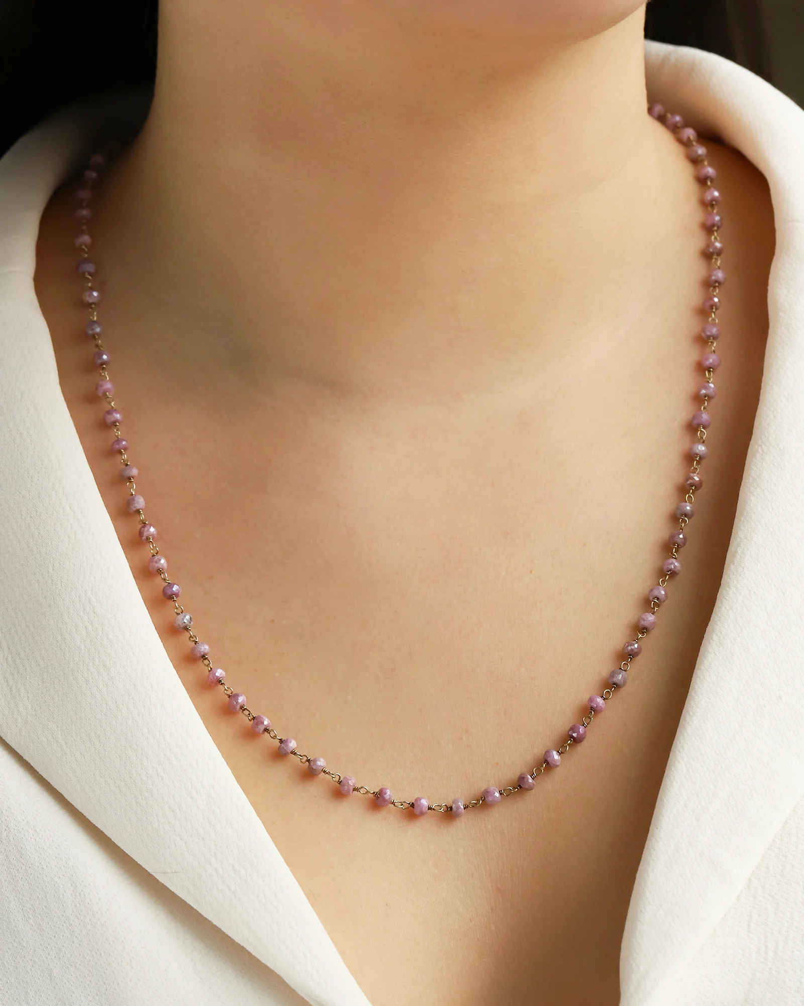 Wire Wrapped Pink Sapphire Necklace - Image 2