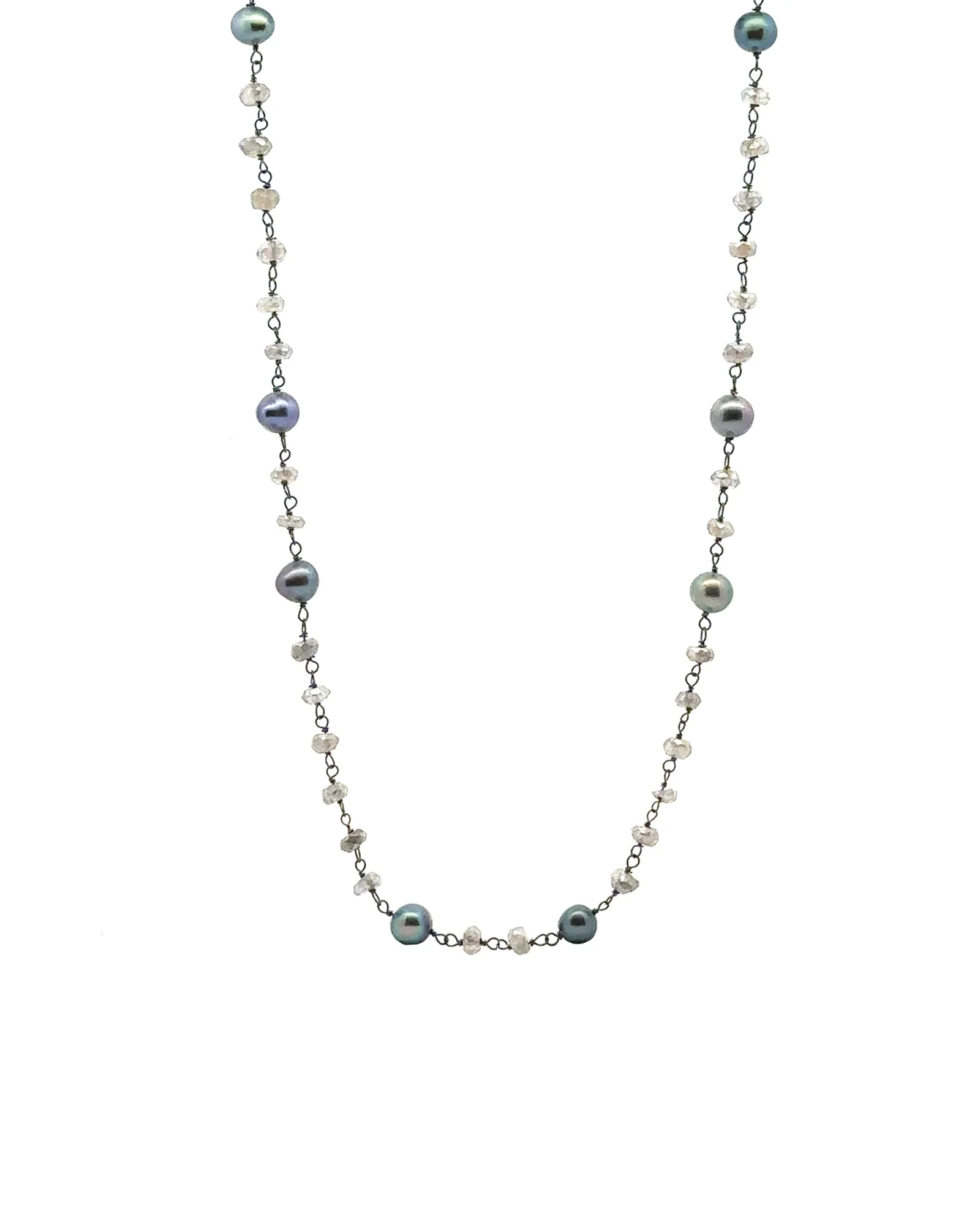 Wire Wrapped Stone + Pearl Necklace