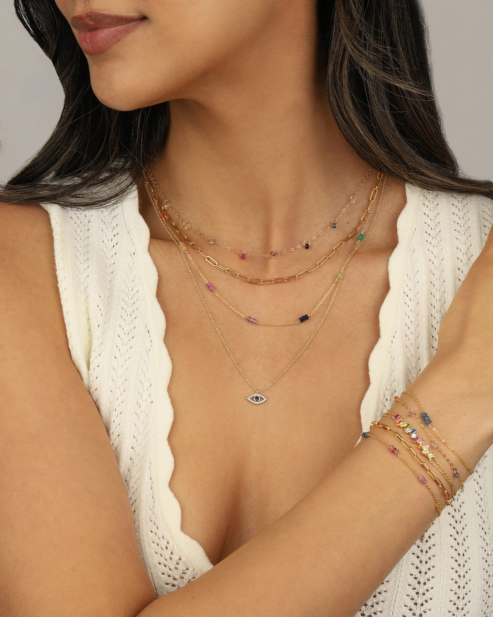 Three Stone Station Necklace - Image 2
