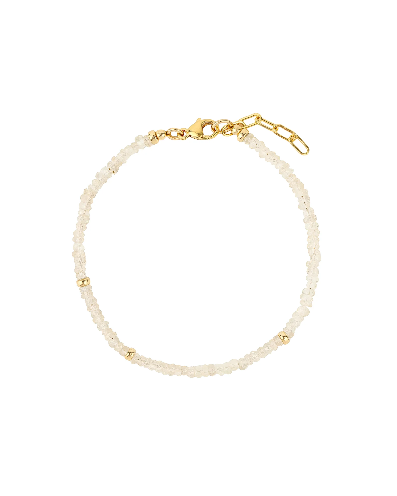 White Zircon Beaded Bracelet | 3mm