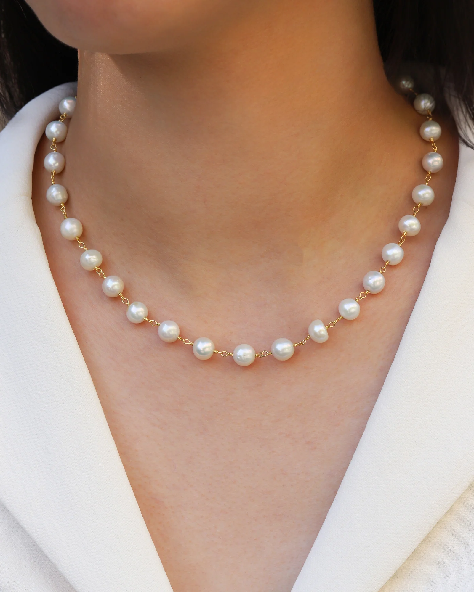 Wire Wrapped Pearl Necklace - Image 2