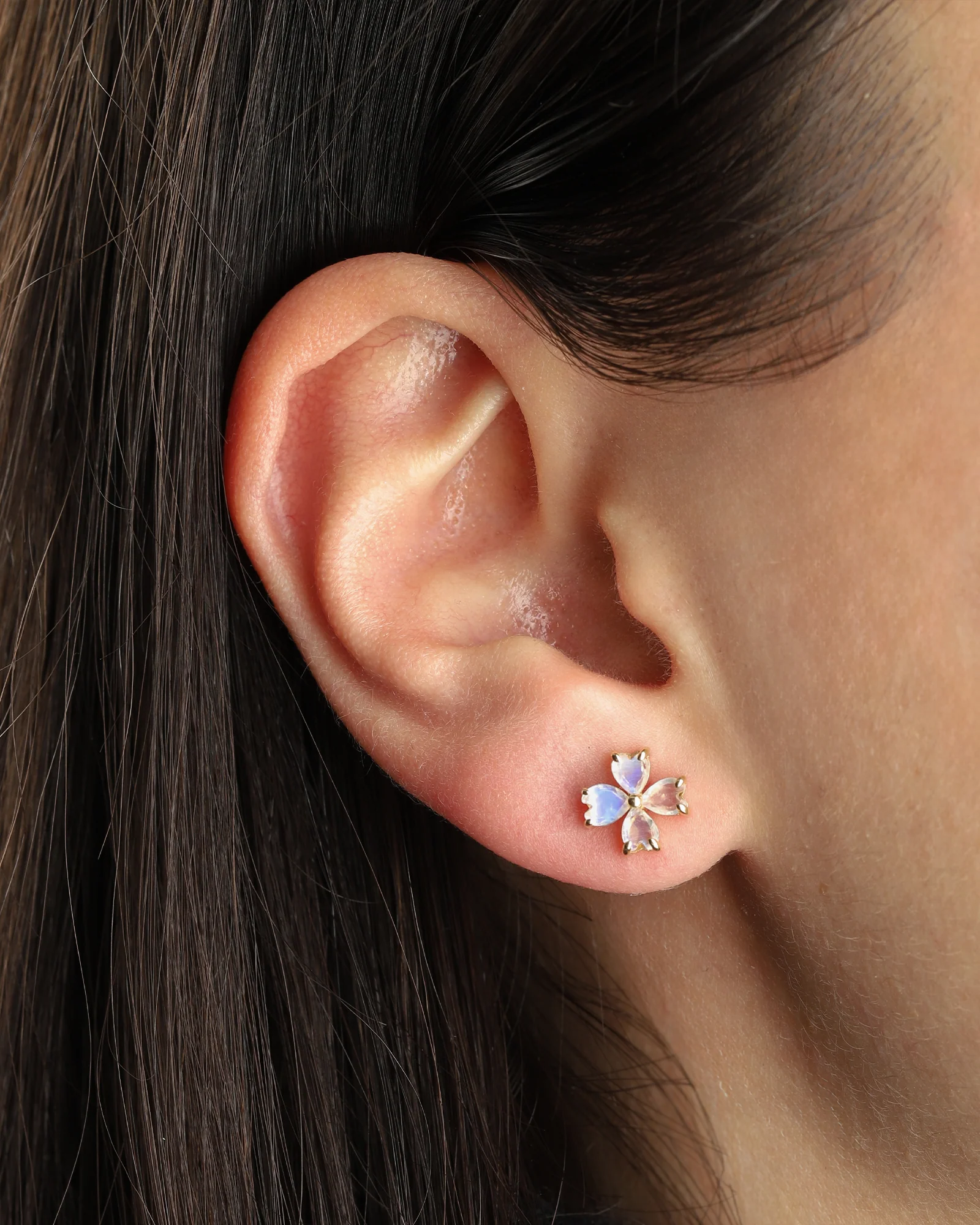 4 Petal Moonstone Studs - Image 2
