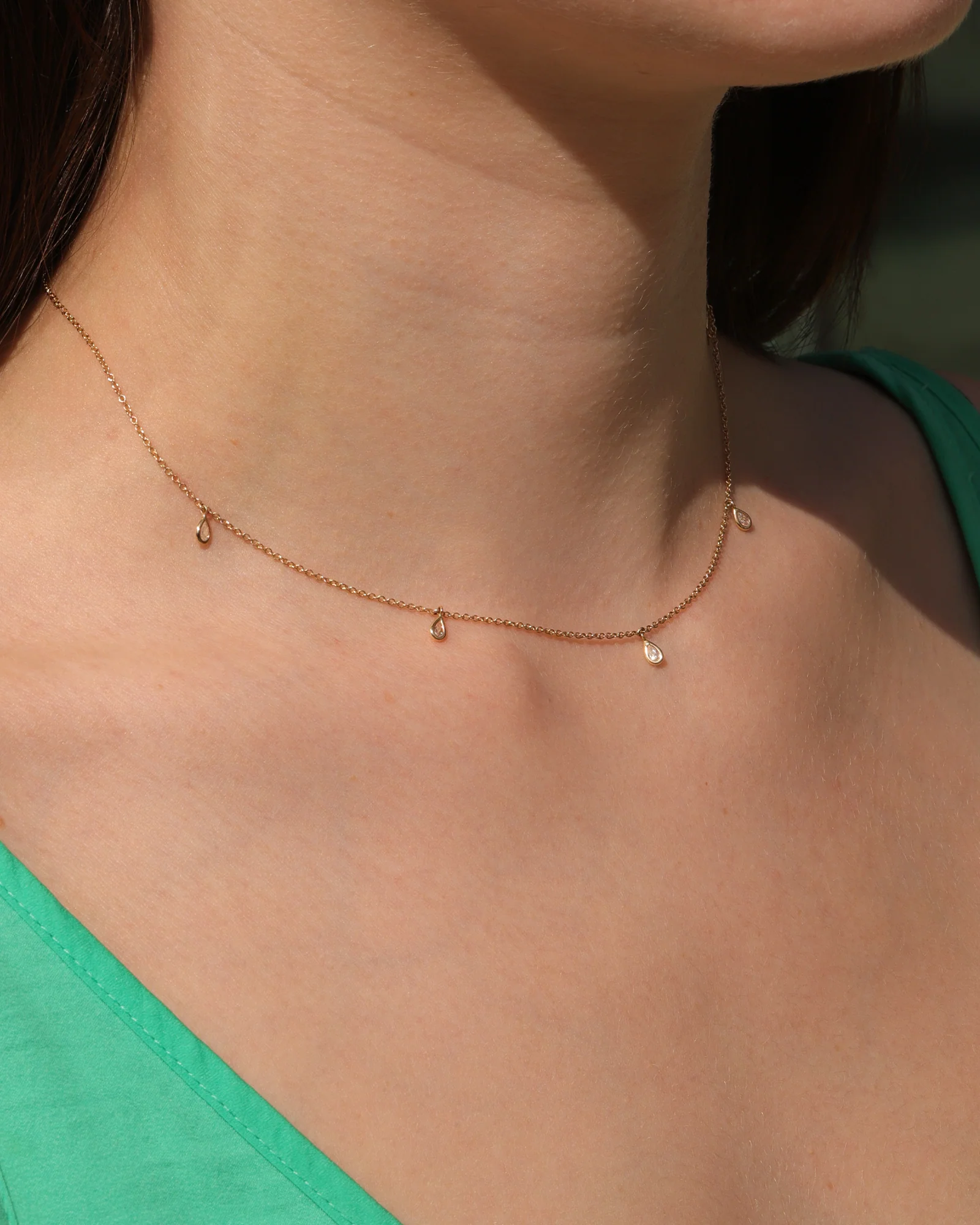 5 Diamond Teardrop Necklace - Image 2