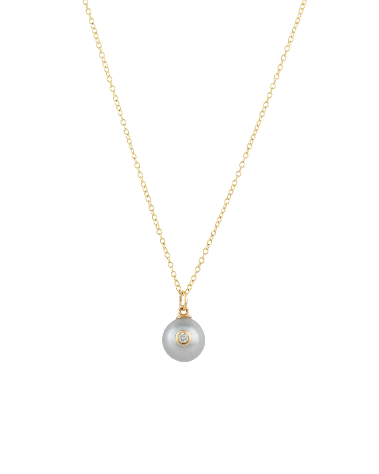 Bezel Diamond Pearl Necklace