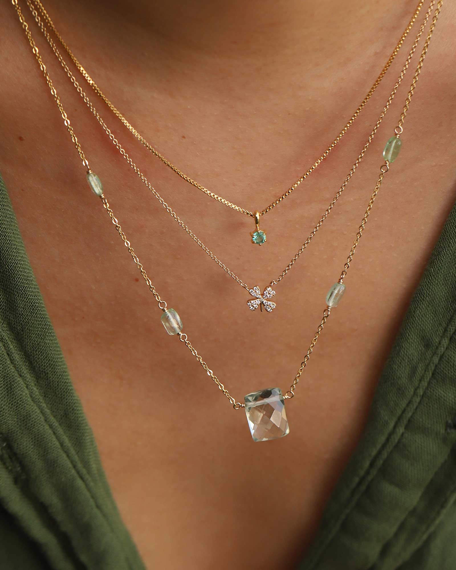 Clover Pavé Necklace - Image 2