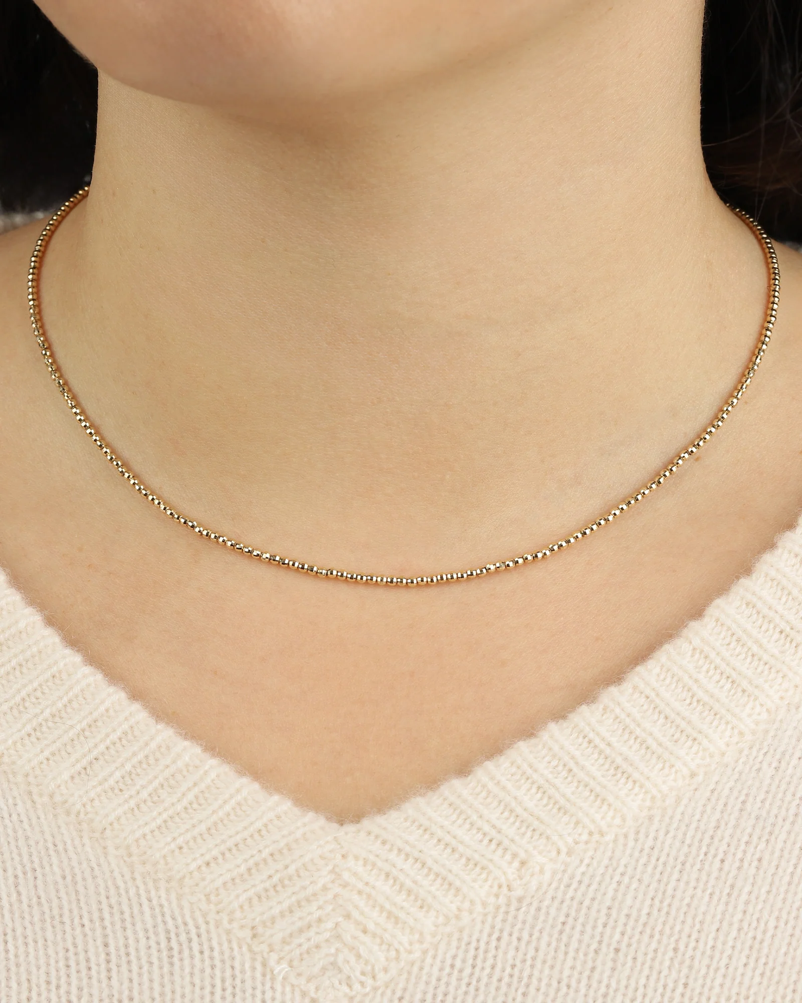 Diamond Cut Beaded Necklace - Image 2