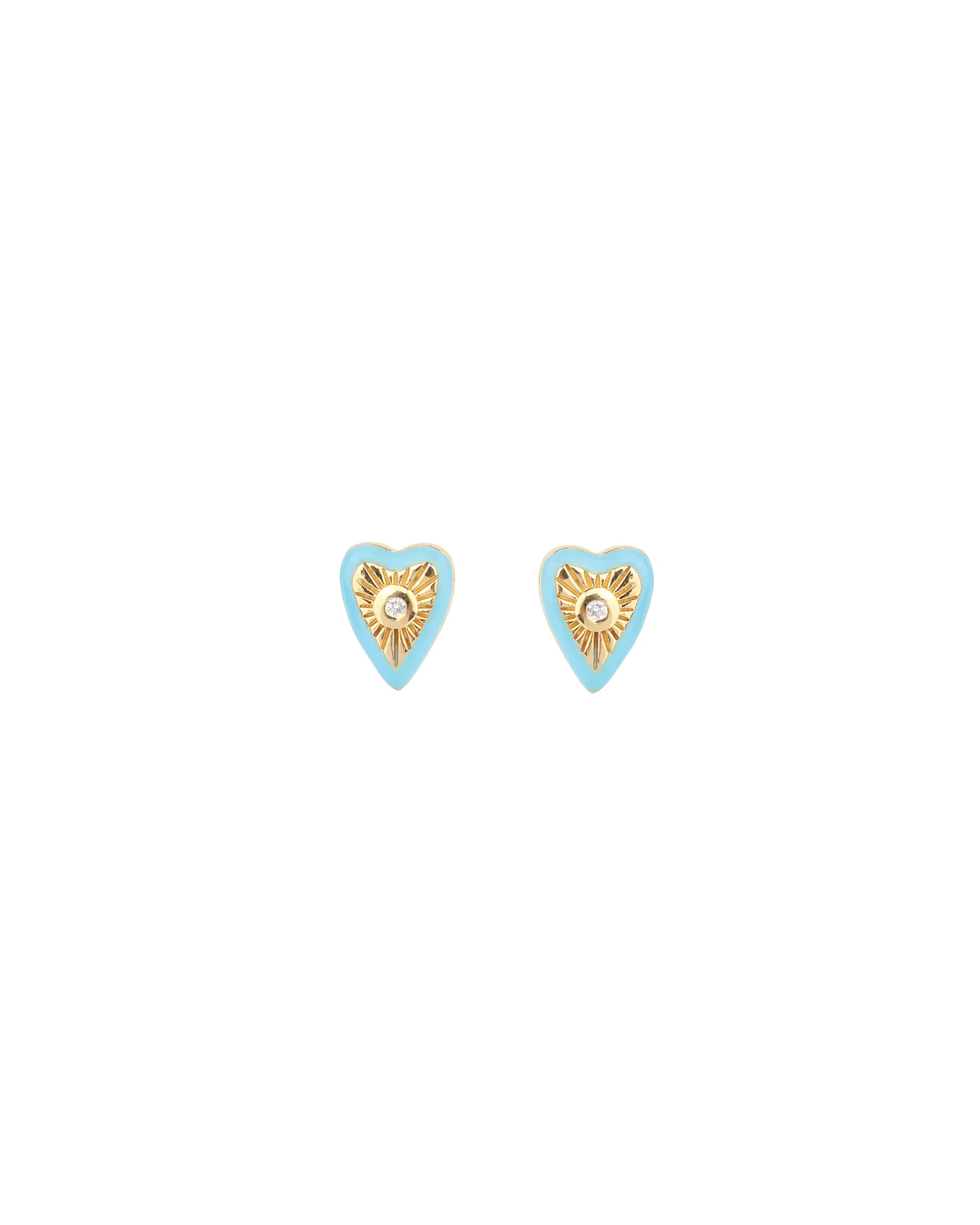 Enamel Diamond Heart Studs